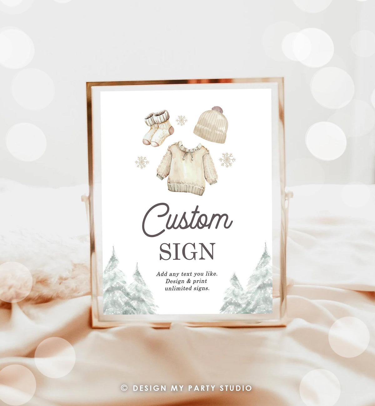 Editable Custom Sign Winter Baby Clothes Baby Shower Baby It&#39;s Cold Outside Christmas Watercolor Decor Digital Template Printable 0491