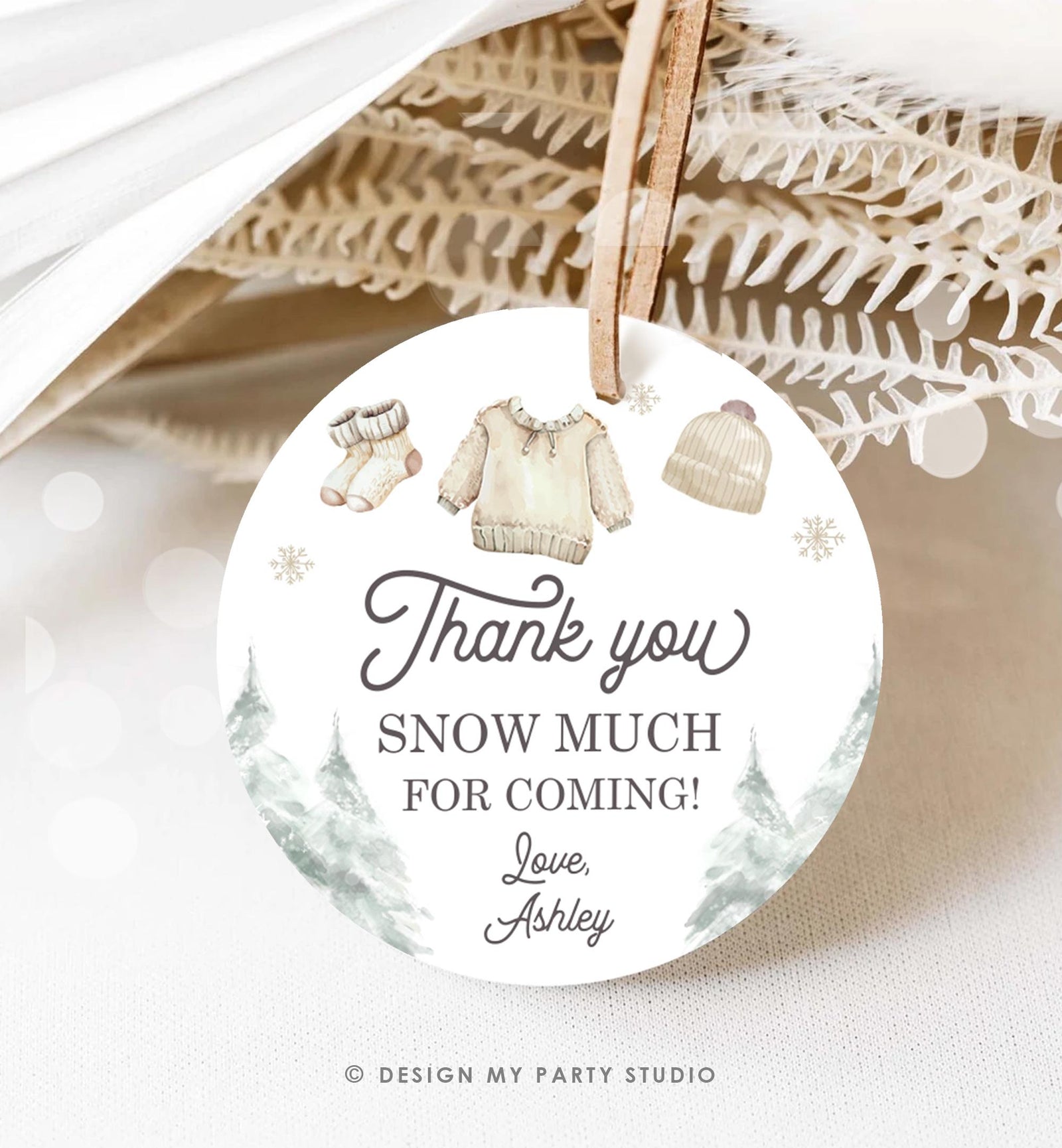 Editable Winter Baby Clothes Baby Shower Favor Tag Baby It's Cold Outside Christmas Watercolor Digital Download Template Printable 0491