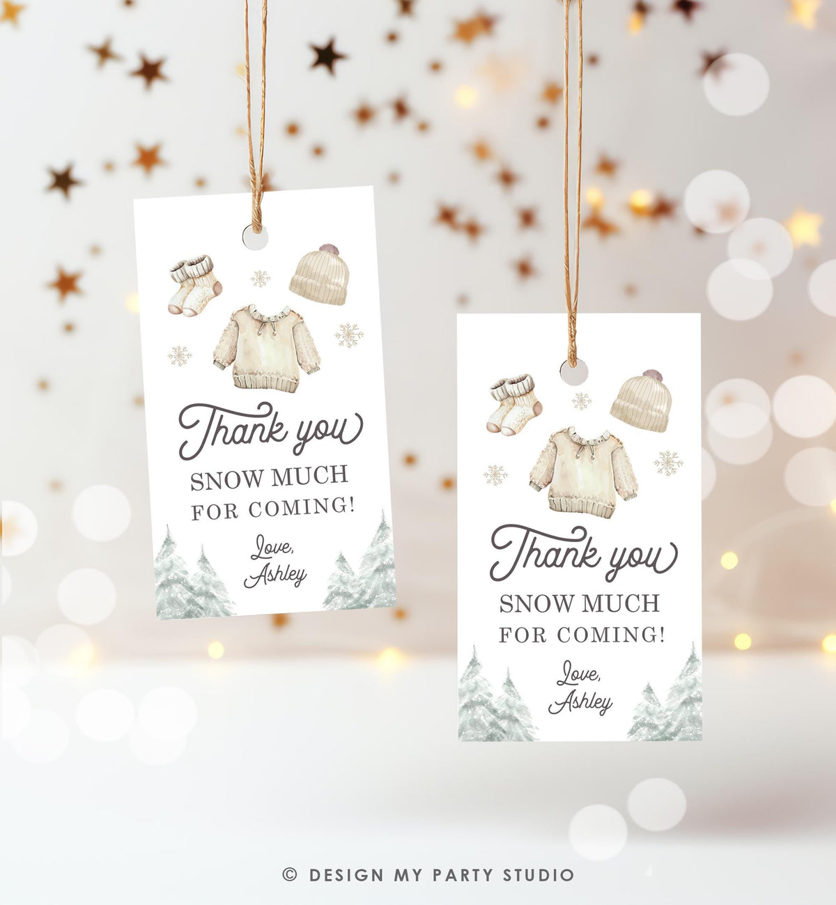 Editable Winter Baby Clothes Baby Shower Favor Tag Baby It&#39;s Cold Outside Christmas Watercolor Digital Download Template Printable 0491