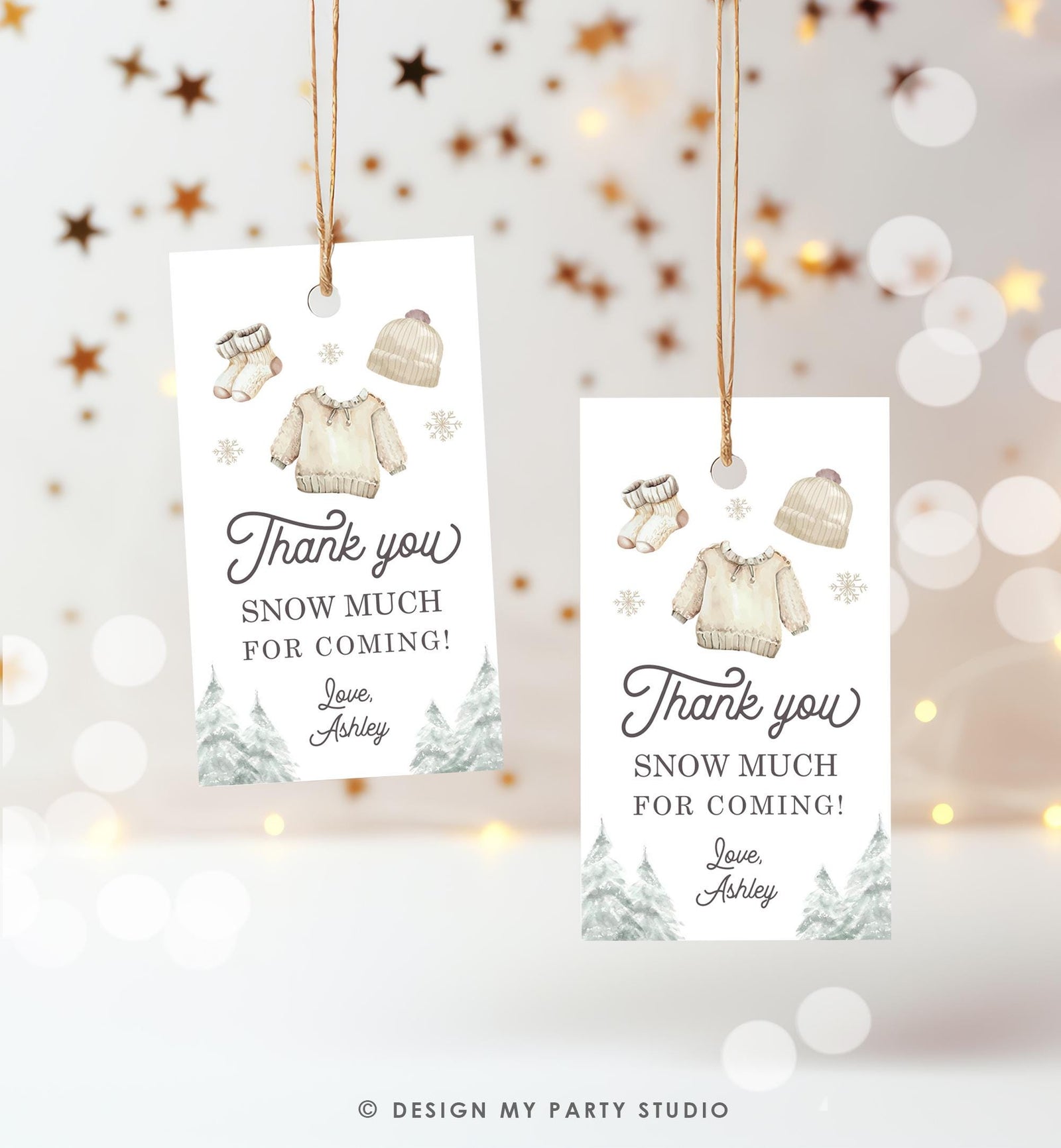 Editable Winter Baby Clothes Baby Shower Favor Tag Baby It's Cold Outside Christmas Watercolor Digital Download Template Printable 0491