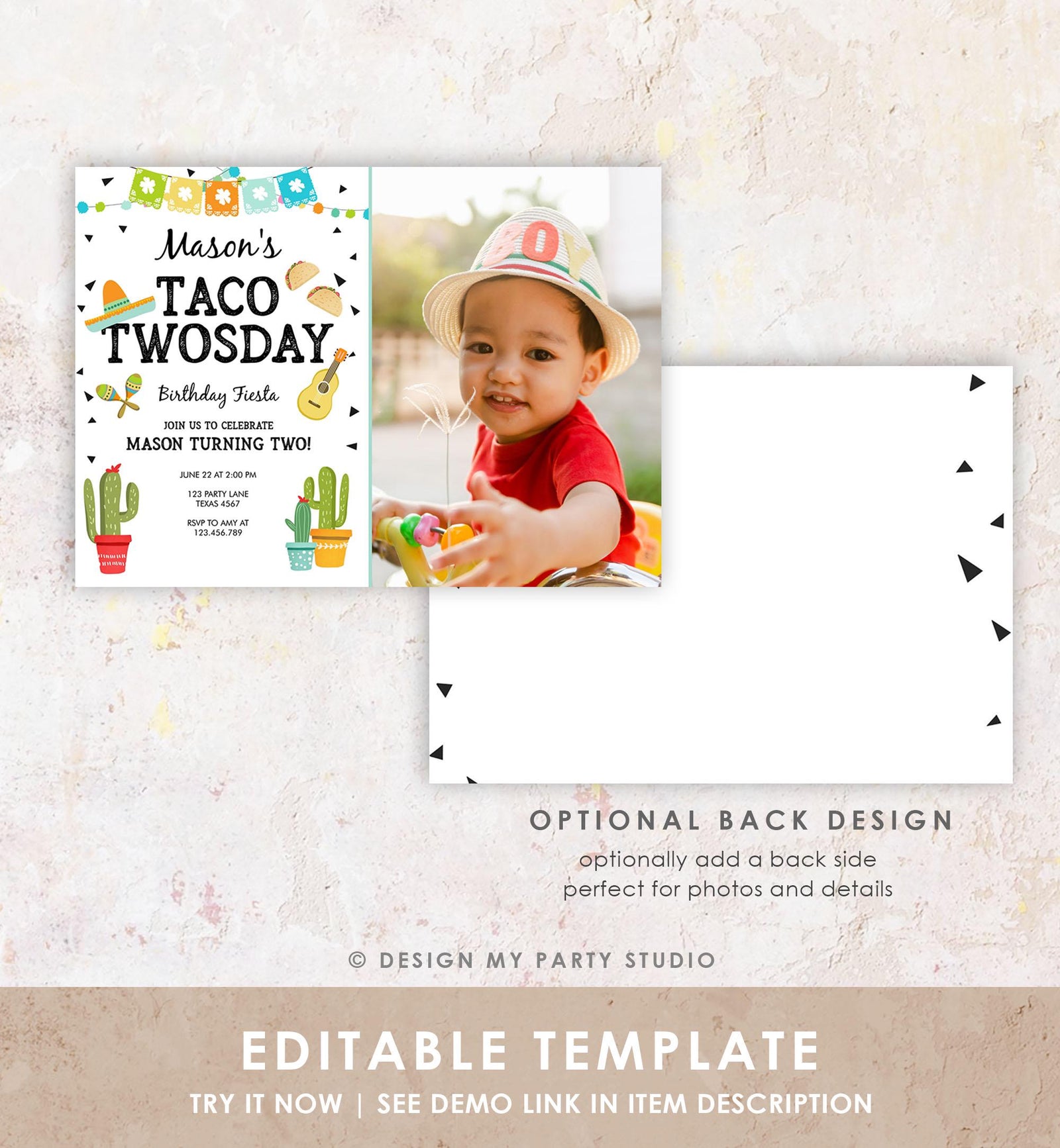 Editable Taco Twosday Invitation Mexican Twosday Birthday Fiesta 2nd Birthday Boy Fiesta Two Download Printable Invite Template Evite 0161
