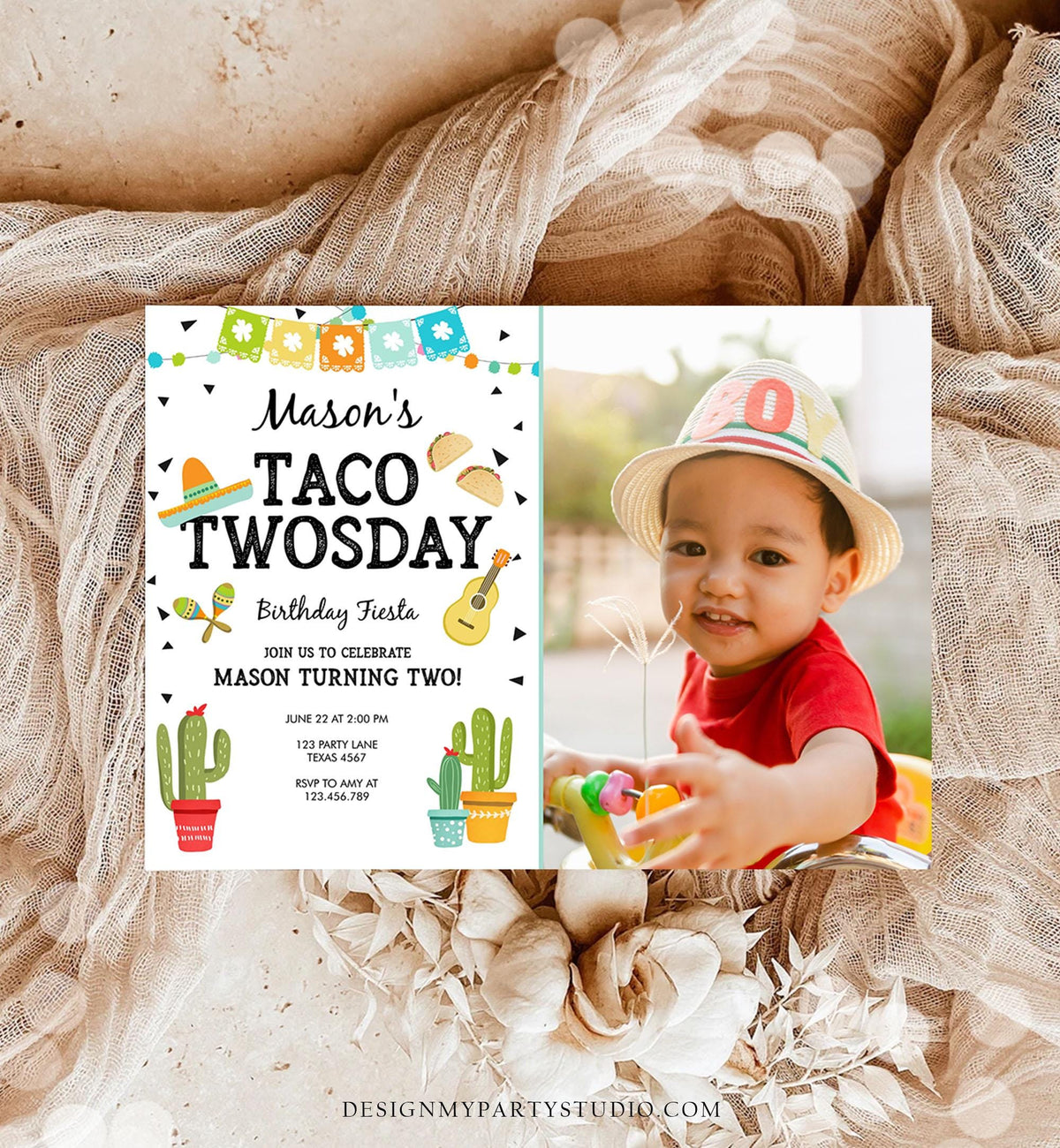 Editable Taco Twosday Invitation Mexican Twosday Birthday Fiesta 2nd Birthday Boy Fiesta Two Download Printable Invite Template Evite 0161