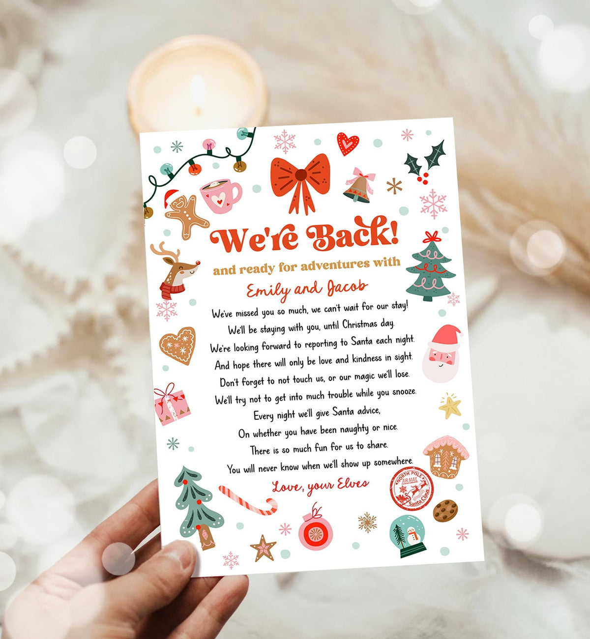 Editable Elf Arrival Letter Return Letter Christmas Elf We&#39;re Back Elf Welcome Hello from Elves Boy Girl Digital Template Printable 0529