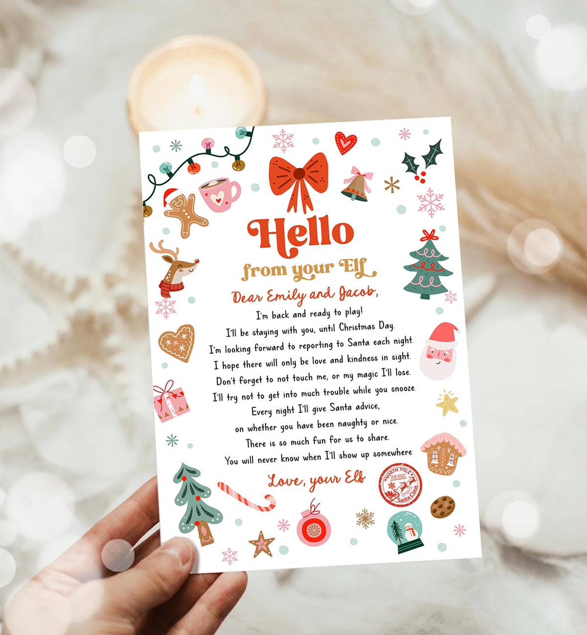Editable Hello From Your Elf Arrival Letter Return Letter Christmas Elf I&#39;m Back Elf Welcome Elf Digital Download Template Printable 0529