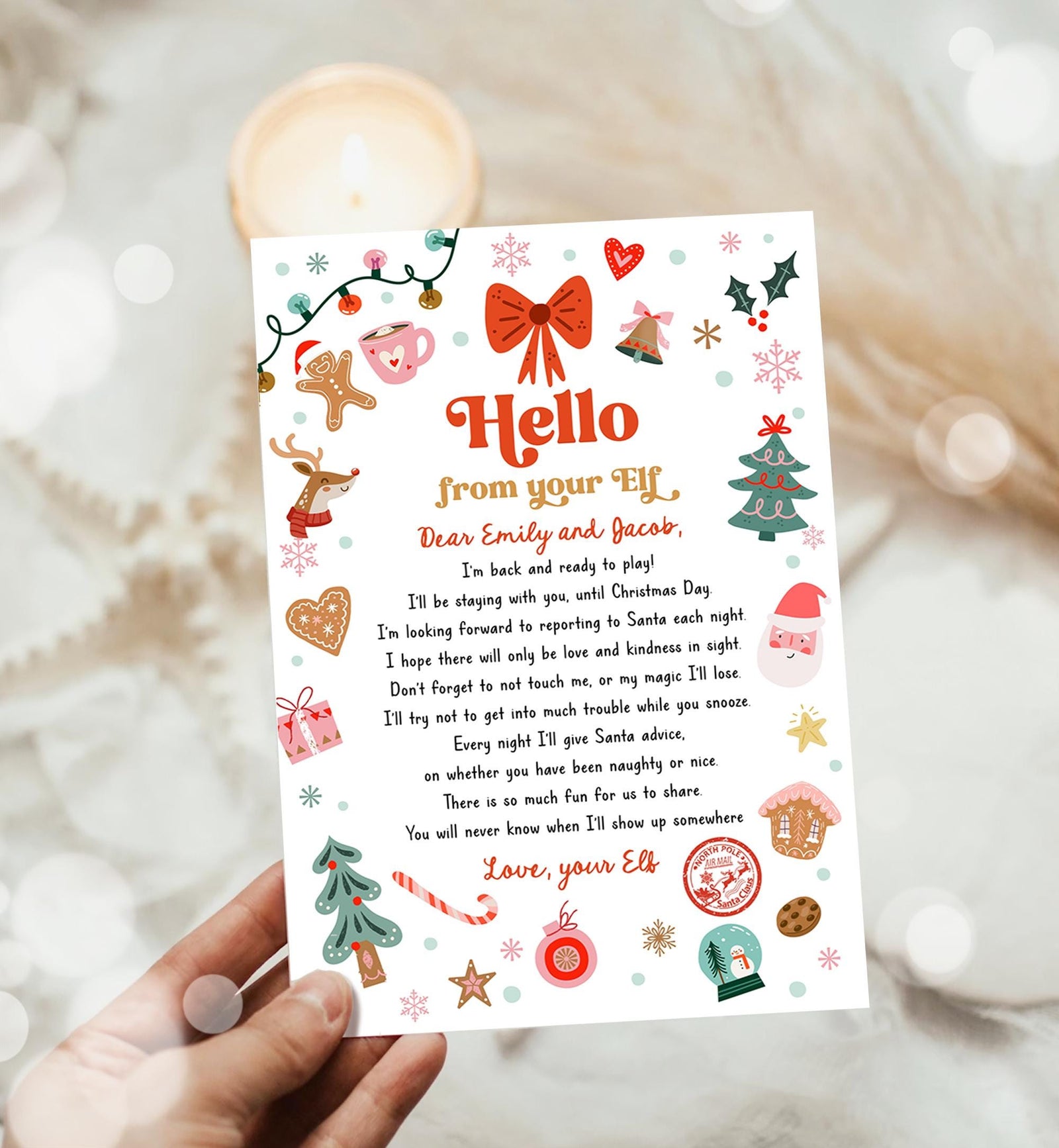 Editable Hello From Your Elf Arrival Letter Return Letter Christmas Elf I'm Back Elf Welcome Elf Digital Download Template Printable 0529