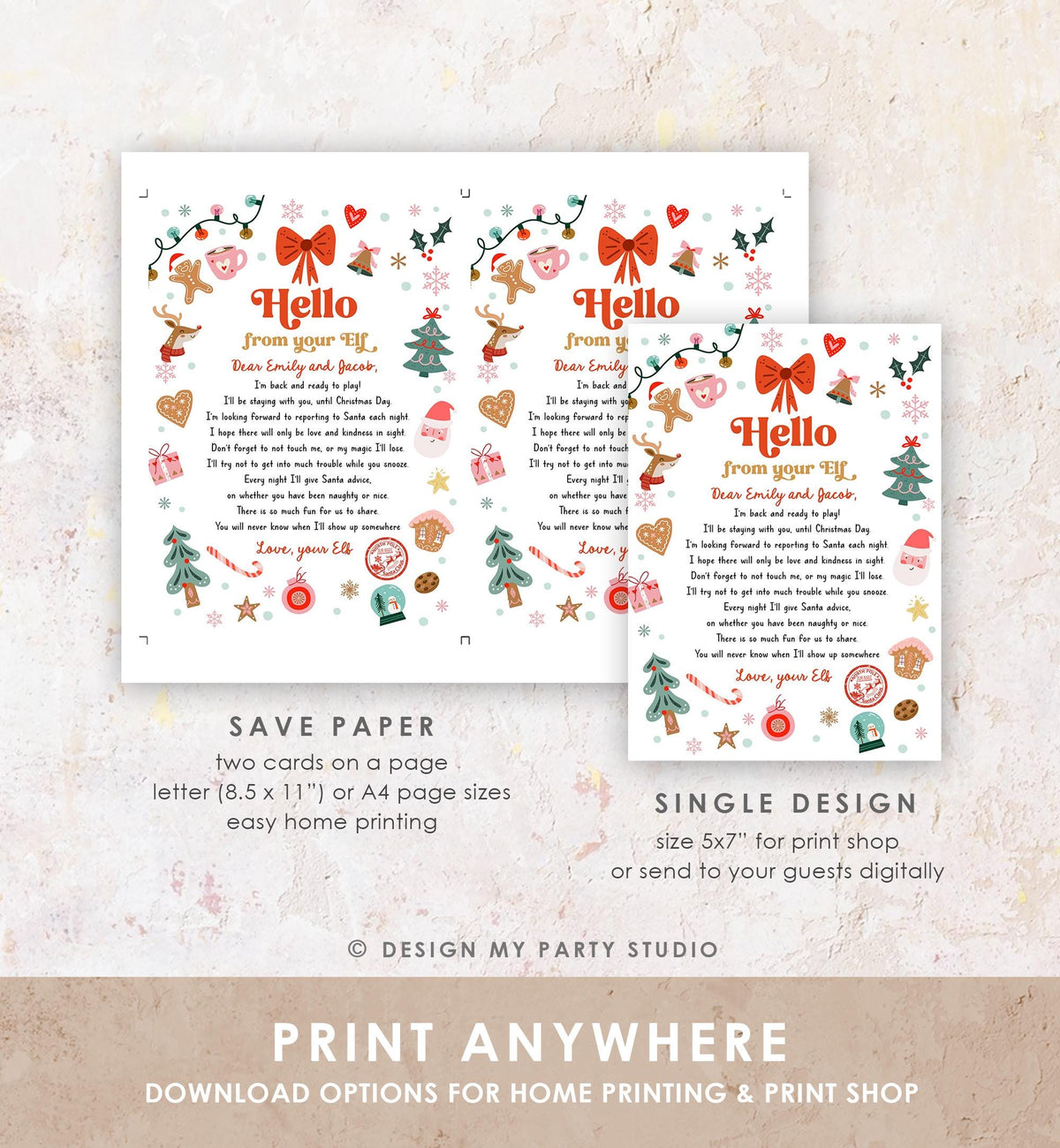 Editable Hello From Your Elf Arrival Letter Return Letter Christmas Elf I&#39;m Back Elf Welcome Elf Digital Download Template Printable 0529