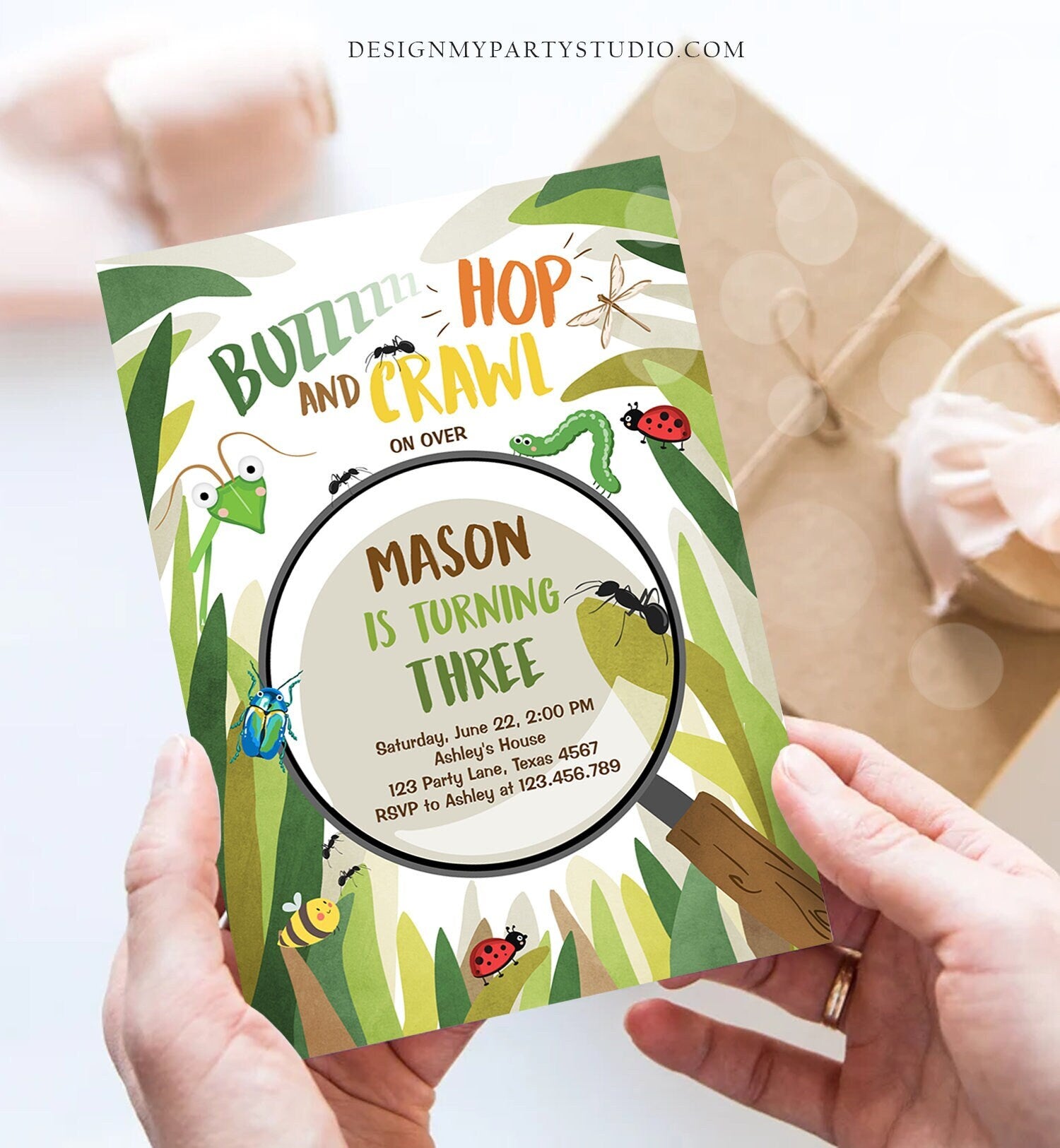 Editable Bug Birthday Invitation Insect Party Bugging Outdoor Garden Bug Hunt Bugs Boy Digital Download Evite Template Printable 0090