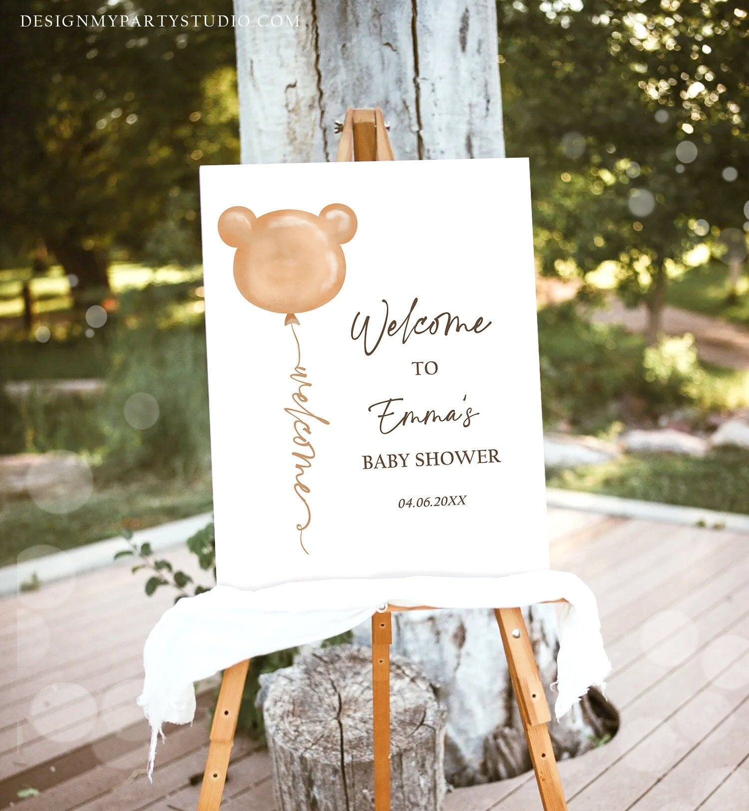 Editable Bear Baby Shower Welcome Sign Boho Teddy Bear Shower Bearly Wait Baby Shower Gender Neutral Boho Digital Template Printable 0439