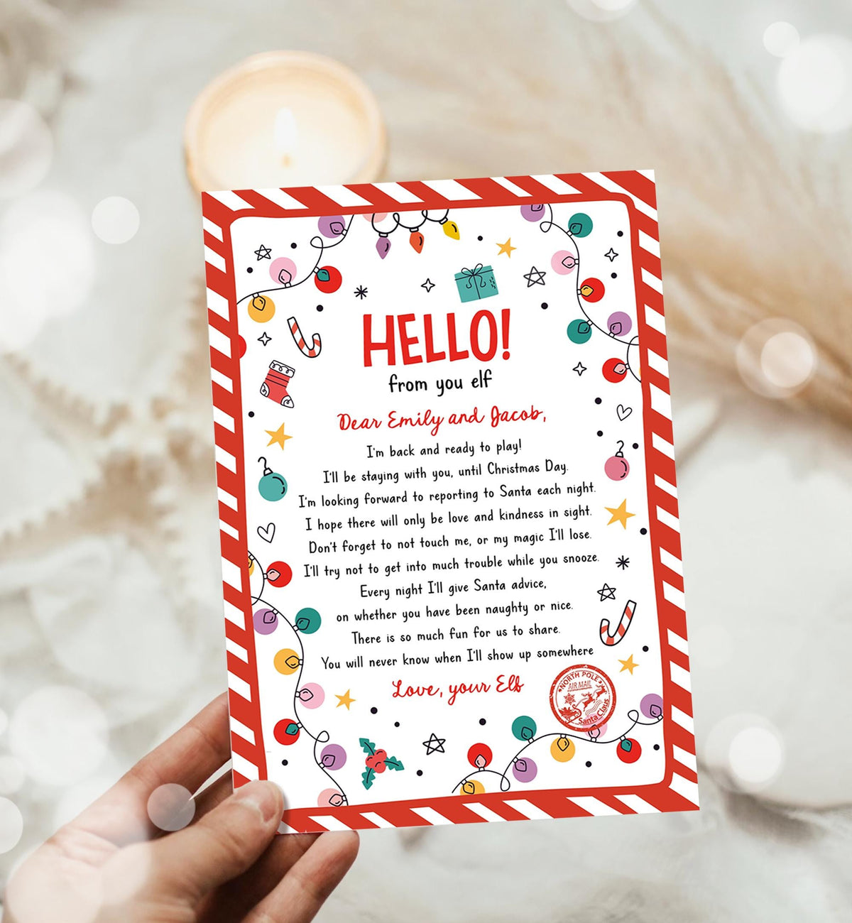 Editable Hello From Your Elf Arrival Letter Return Letter Christmas Elf I&#39;m Back Elf Welcome Elf Digital Download Template Printable 0521