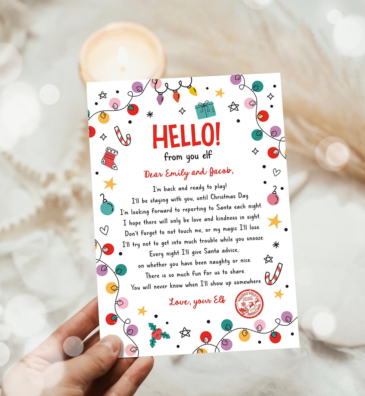 Editable Hello From Your Elf Arrival Letter Return Letter Christmas Elf I&#39;m Back Elf Welcome Elf Digital Download Template Printable 0521
