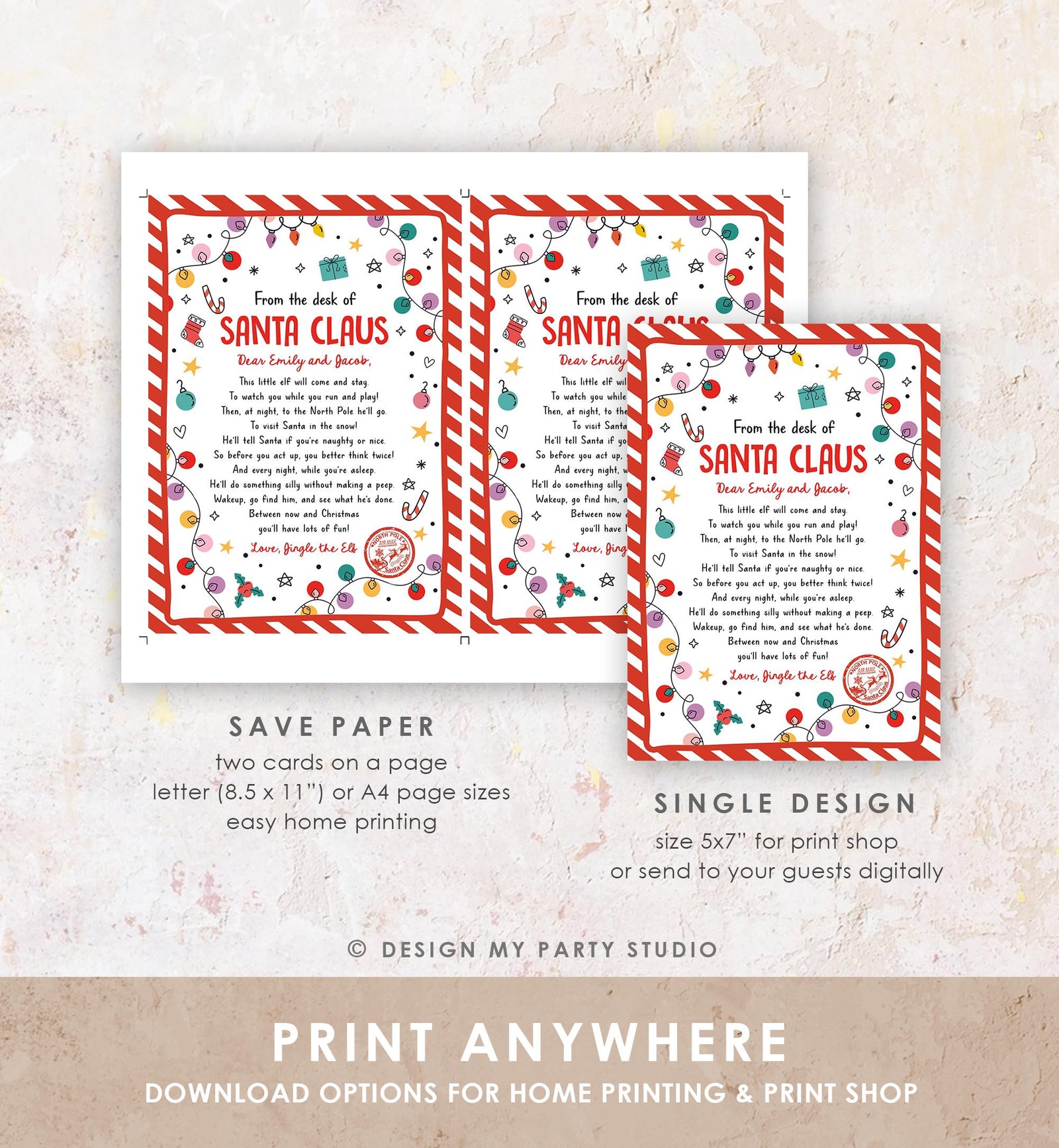 Editable From the Desk of Santa Claus First Time Elf Arrival Letter Return Letter Christmas Elf I'm Back Digital Template Printable 0521