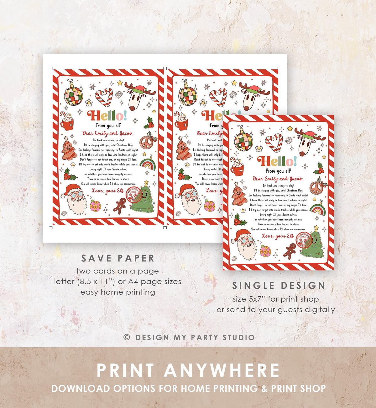 Editable Hello From Your Elf Arrival Letter Return Letter Christmas Elf I&#39;m Back Elf Welcome Elf Digital Download Template Printable 0522