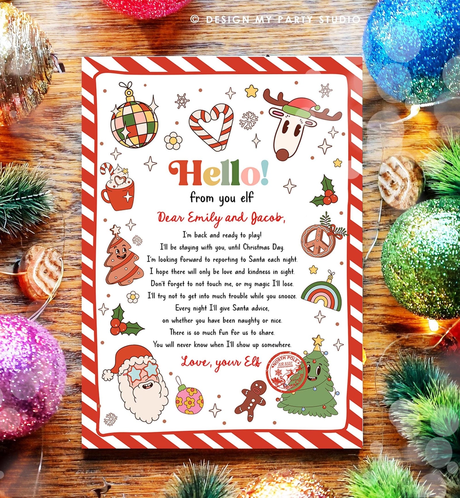 Editable Hello From Your Elf Arrival Letter Return Letter Christmas Elf I'm Back Elf Welcome Elf Digital Download Template Printable 0522