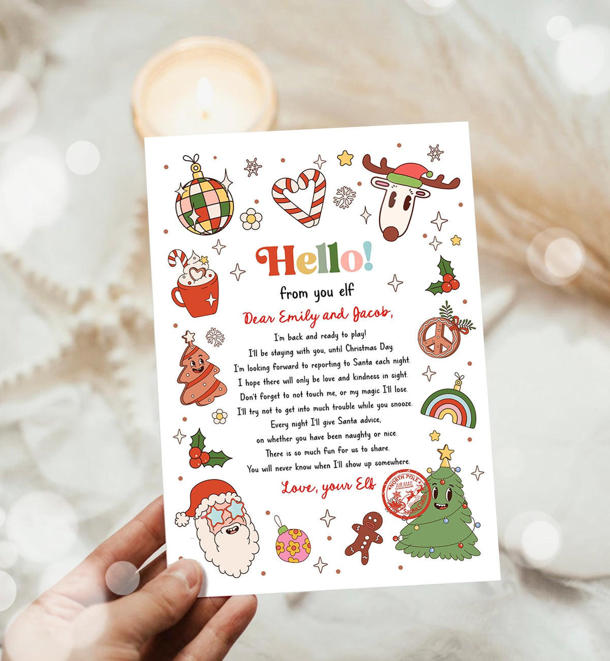 Editable Hello From Your Elf Arrival Letter Return Letter Christmas Elf I&#39;m Back Elf Welcome Elf Digital Download Template Printable 0522