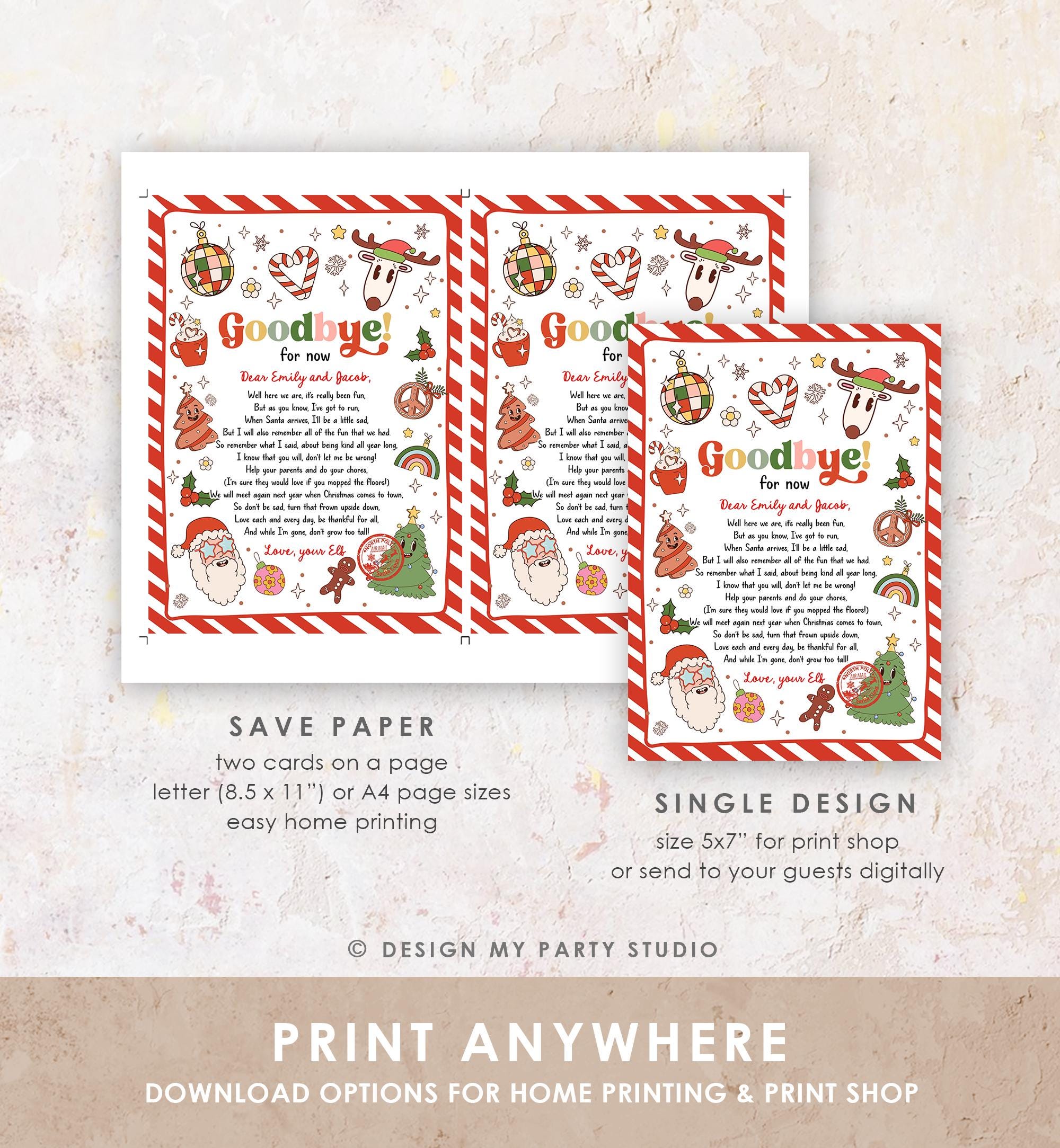 Editable Elf Goodbye Letter Departure Letter Christmas Goodbye from Your Elf Christmas Elf Santa Claus Poem Digital Template Printable 0522