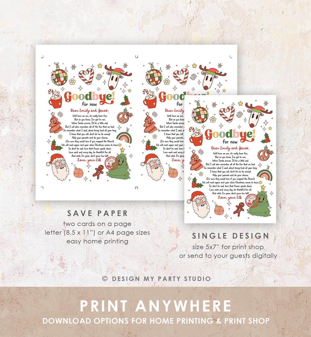 Editable Elf Goodbye Letter Departure Letter Christmas Goodbye from Your Elf Christmas Elf Santa Claus Poem Digital Template Printable 0522