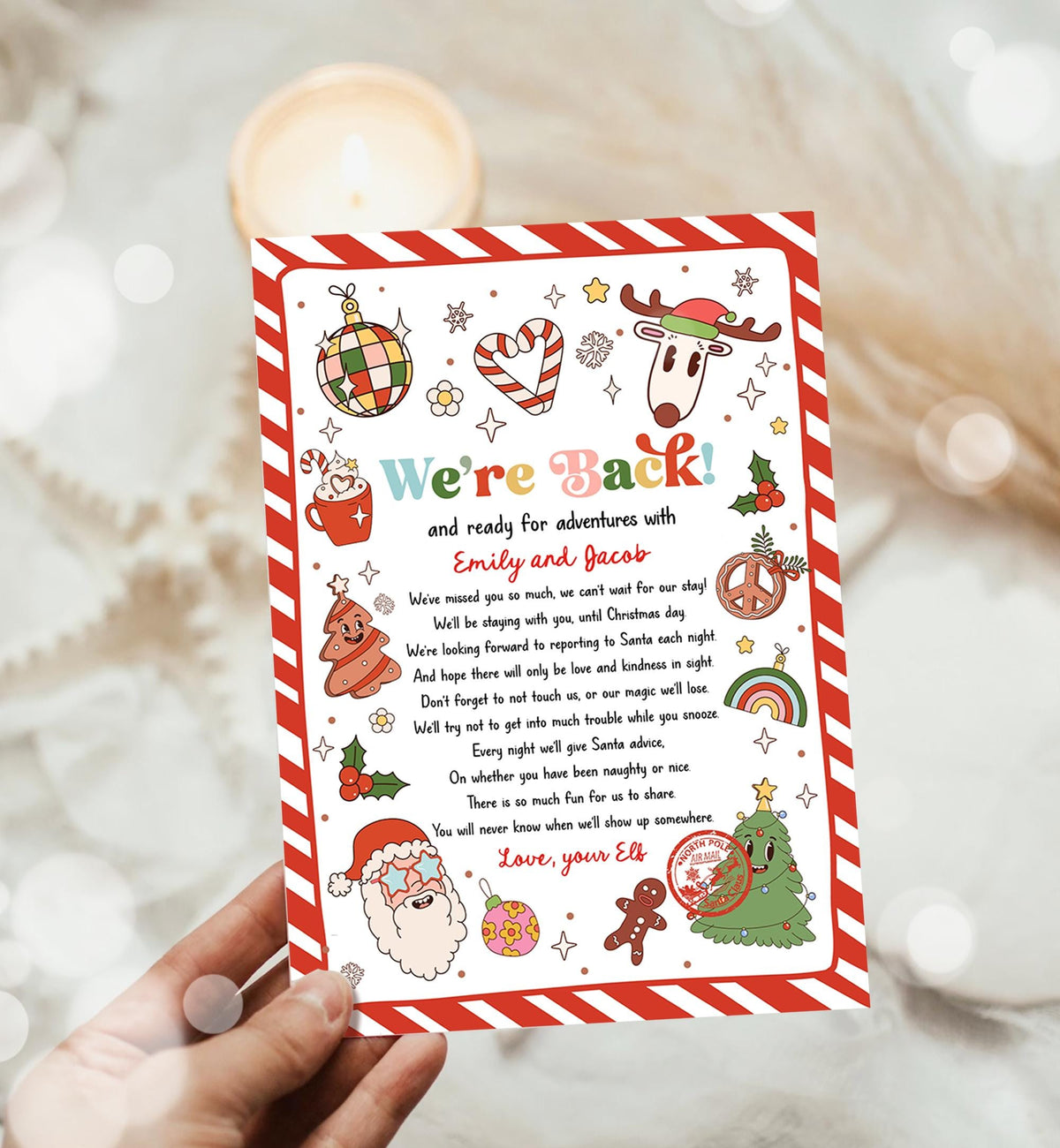Editable Elf Arrival Letter Return Letter Christmas Elf We&#39;re Back Elf Welcome Hello from Elves Boy Girl Digital Template Printable 0522