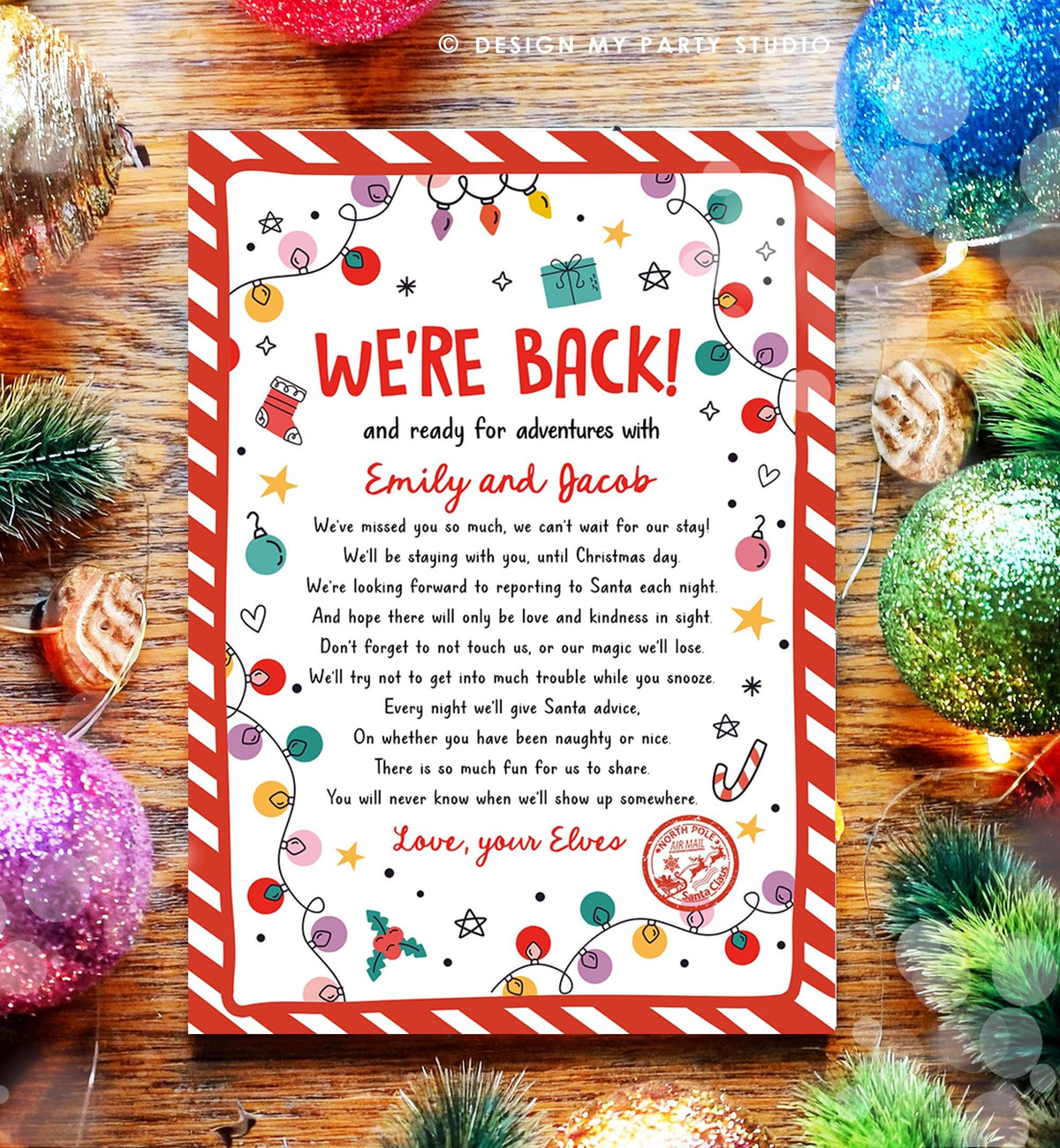 Editable Elf Arrival Letter Return Letter Christmas Elf We&#39;re Back Elf Welcome Hello from Elves Boy Girl Digital Template Printable 0521