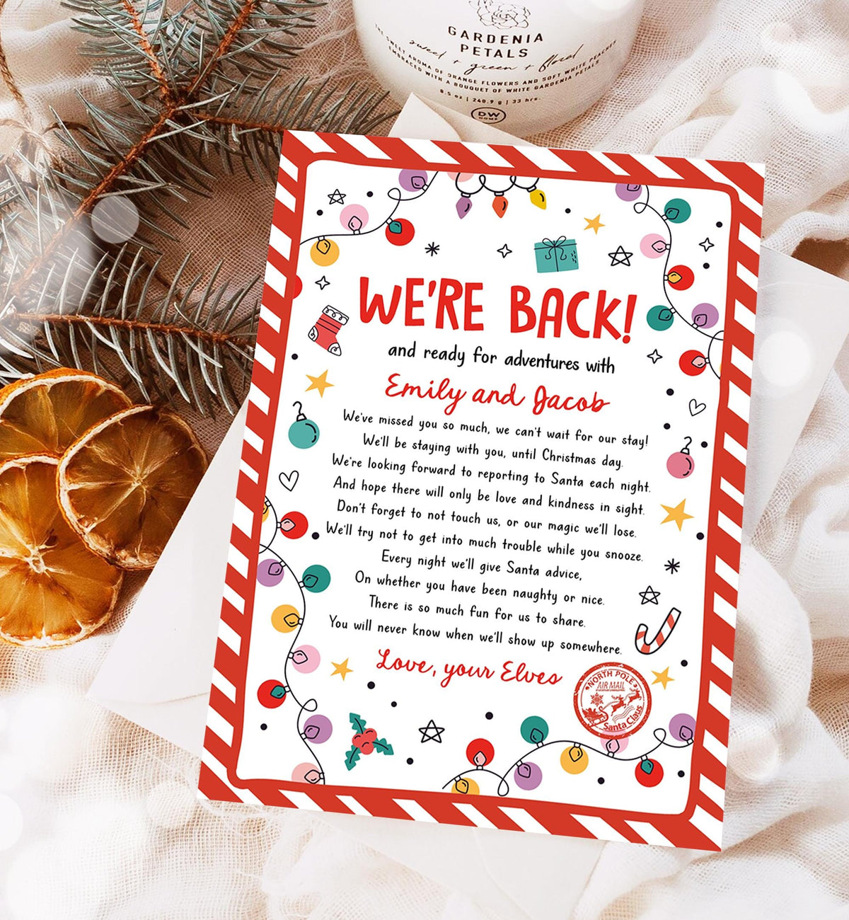 Editable Elf Arrival Letter Return Letter Christmas Elf We&#39;re Back Elf Welcome Hello from Elves Boy Girl Digital Template Printable 0521