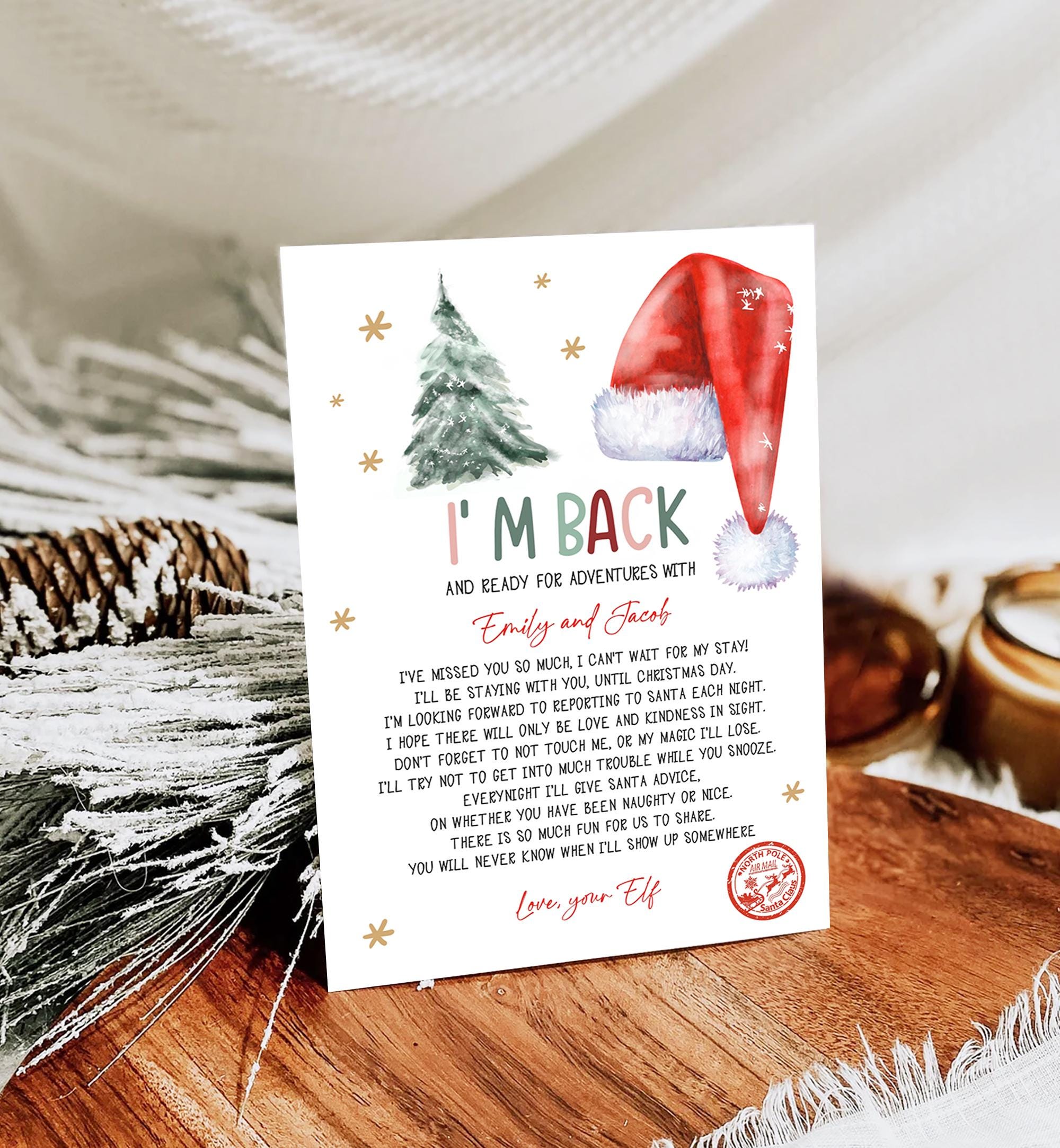 Editable Elf I'm Back Arrival Letter Return Letter Christmas Elf Elf Welcome Christmas Elf Letter From Your Elf Printable Template 0444