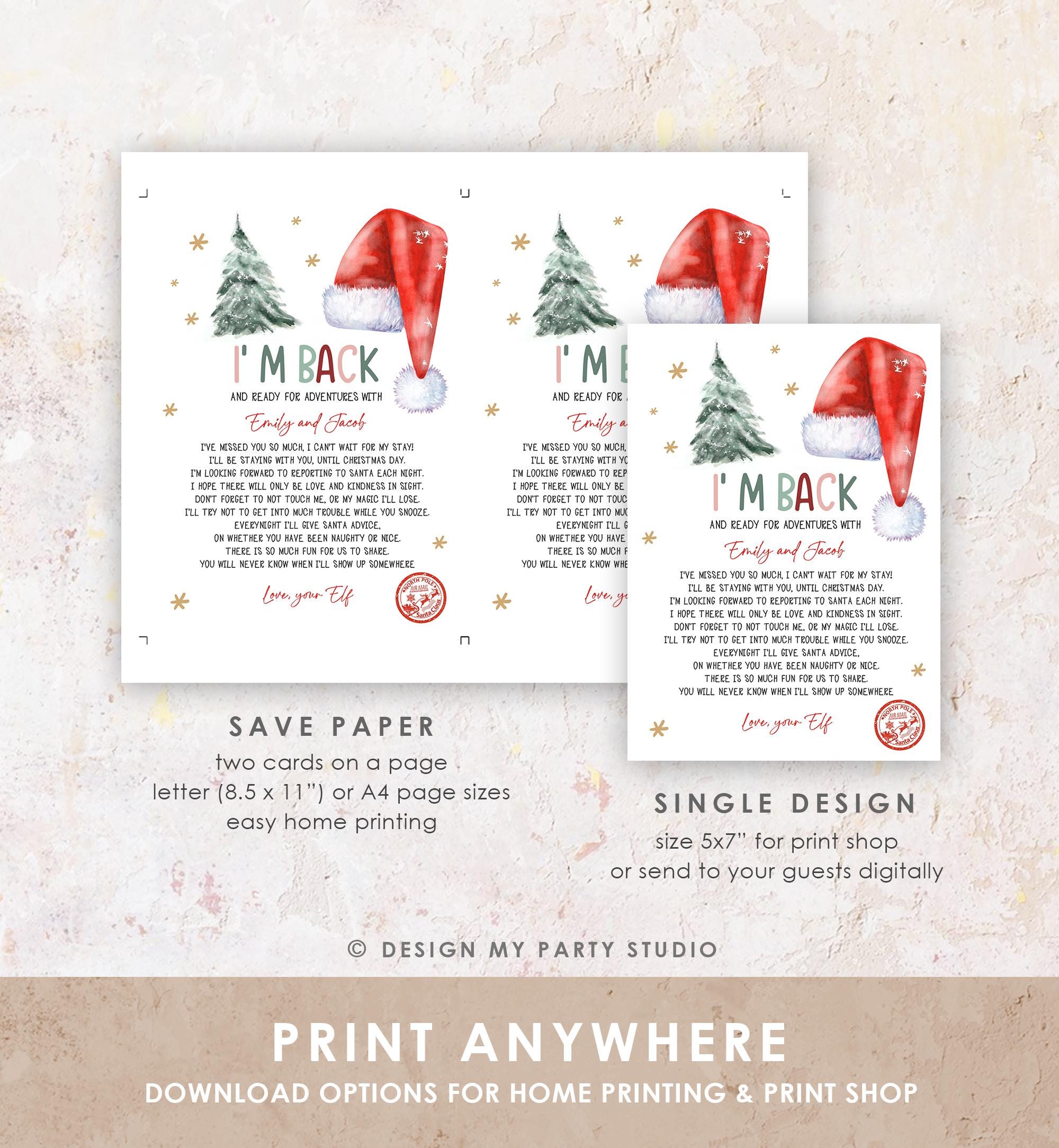 Editable Elf I'm Back Arrival Letter Return Letter Christmas Elf Elf Welcome Christmas Elf Letter From Your Elf Printable Template 0444