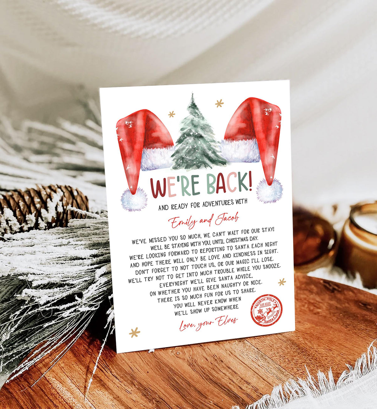 Editable Elf Arrival Letter Return Letter Christmas Elf We&#39;re Back Elf Welcome Hello Letter from Elves Boy and Girl Printable Template 0444