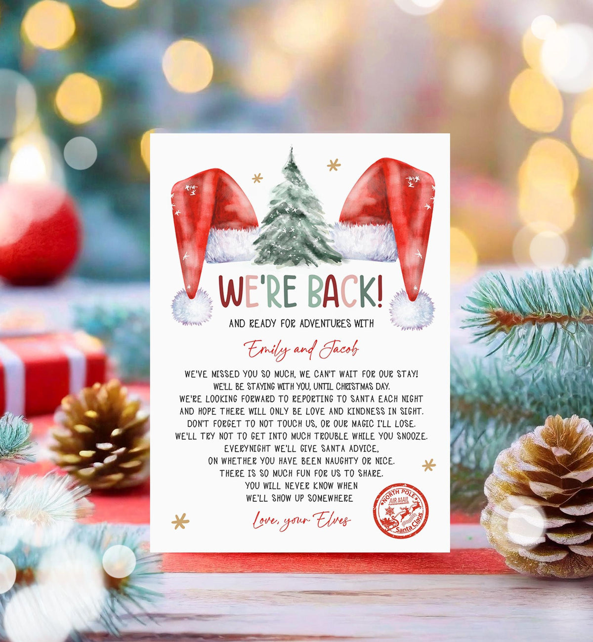 Editable Elf Arrival Letter Return Letter Christmas Elf We&#39;re Back Elf Welcome Hello Letter from Elves Boy and Girl Printable Template 0444