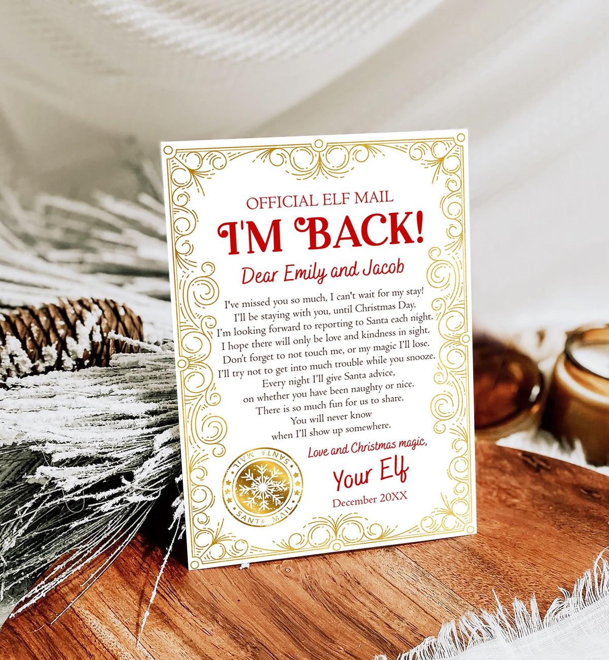 Editable Elf Arrival Letter Return Letter Christmas Elf I&#39;m Back Elf Welcome Xmas Elf Letter From Your Elf Official Printable Template 0523