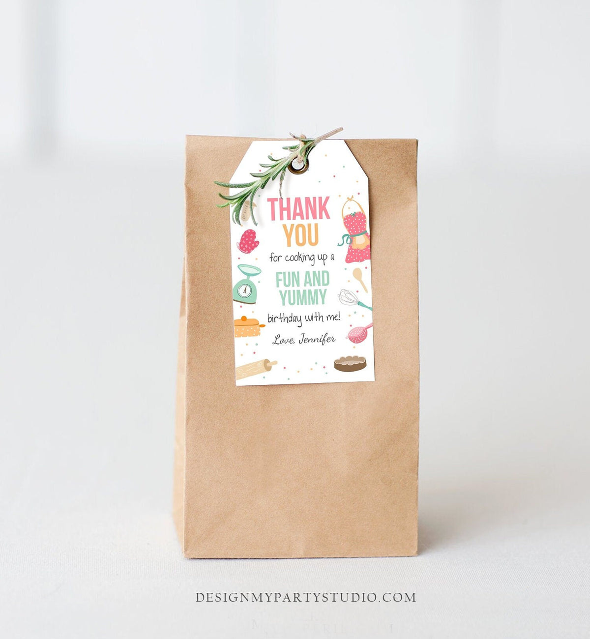 Editable Cooking Favor Tag Baking Birthday Thank You Kids Stock The Kitchen Bridal Shower Digital Download Template Printable 0219