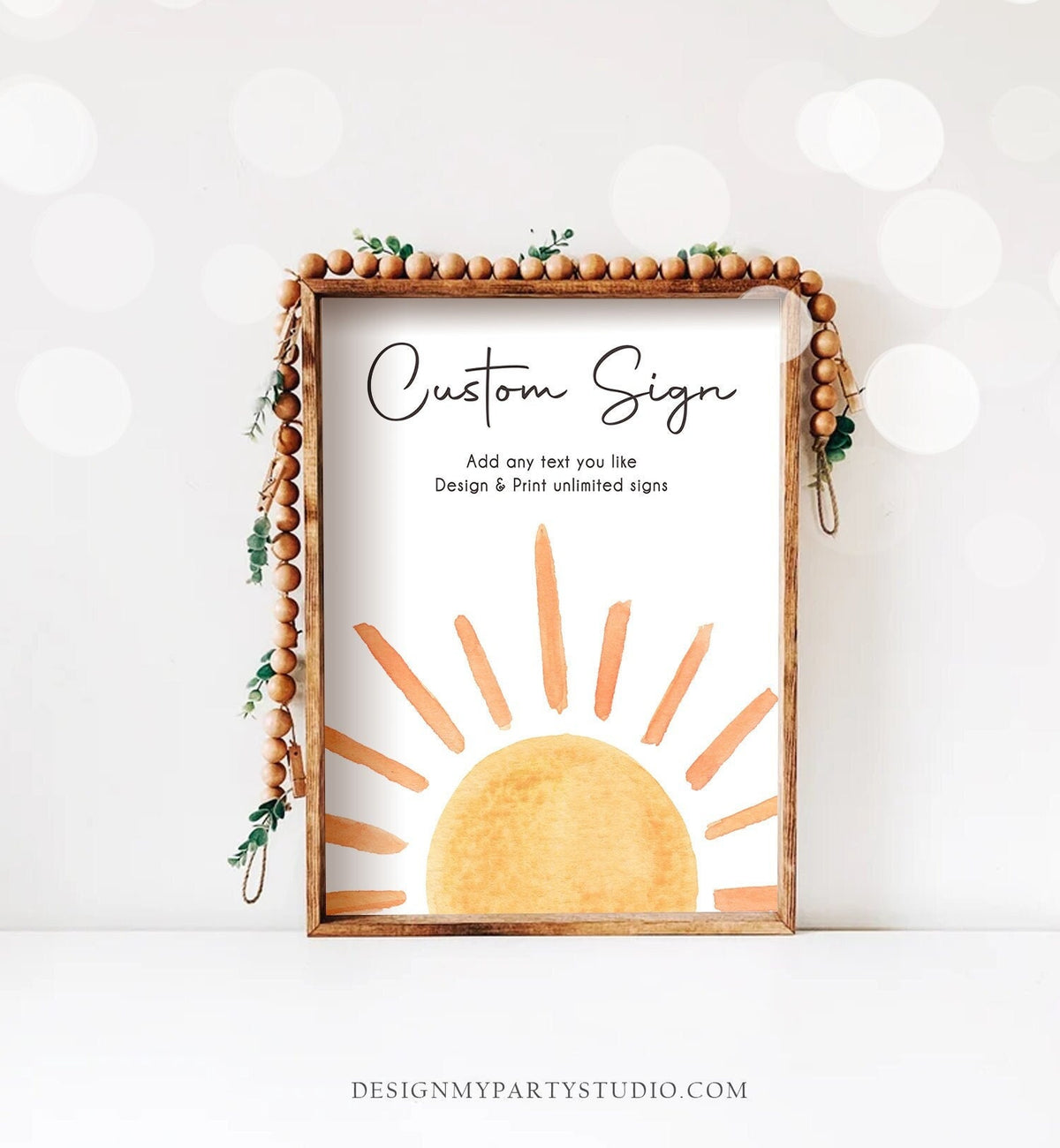 Editable Custom Sign Sun Sign Sun Birthday Decorations First Trip Around the Sun Party Sunshine Party Digital Template Printable 0431