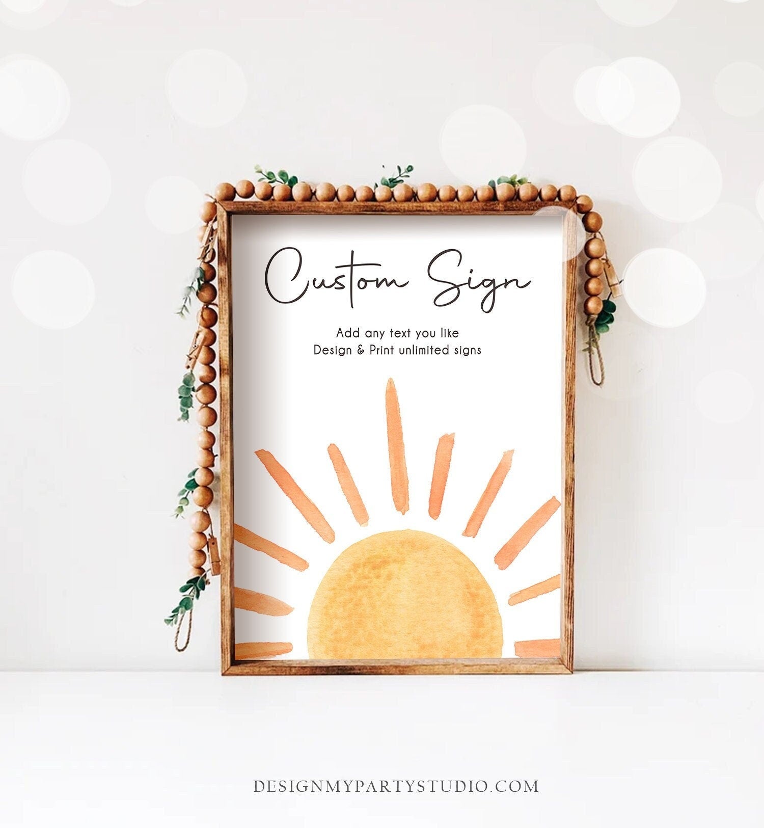 Editable Custom Sign Sun Sign Sun Birthday Decorations First Trip Around the Sun Party Sunshine Party Digital Template Printable 0431