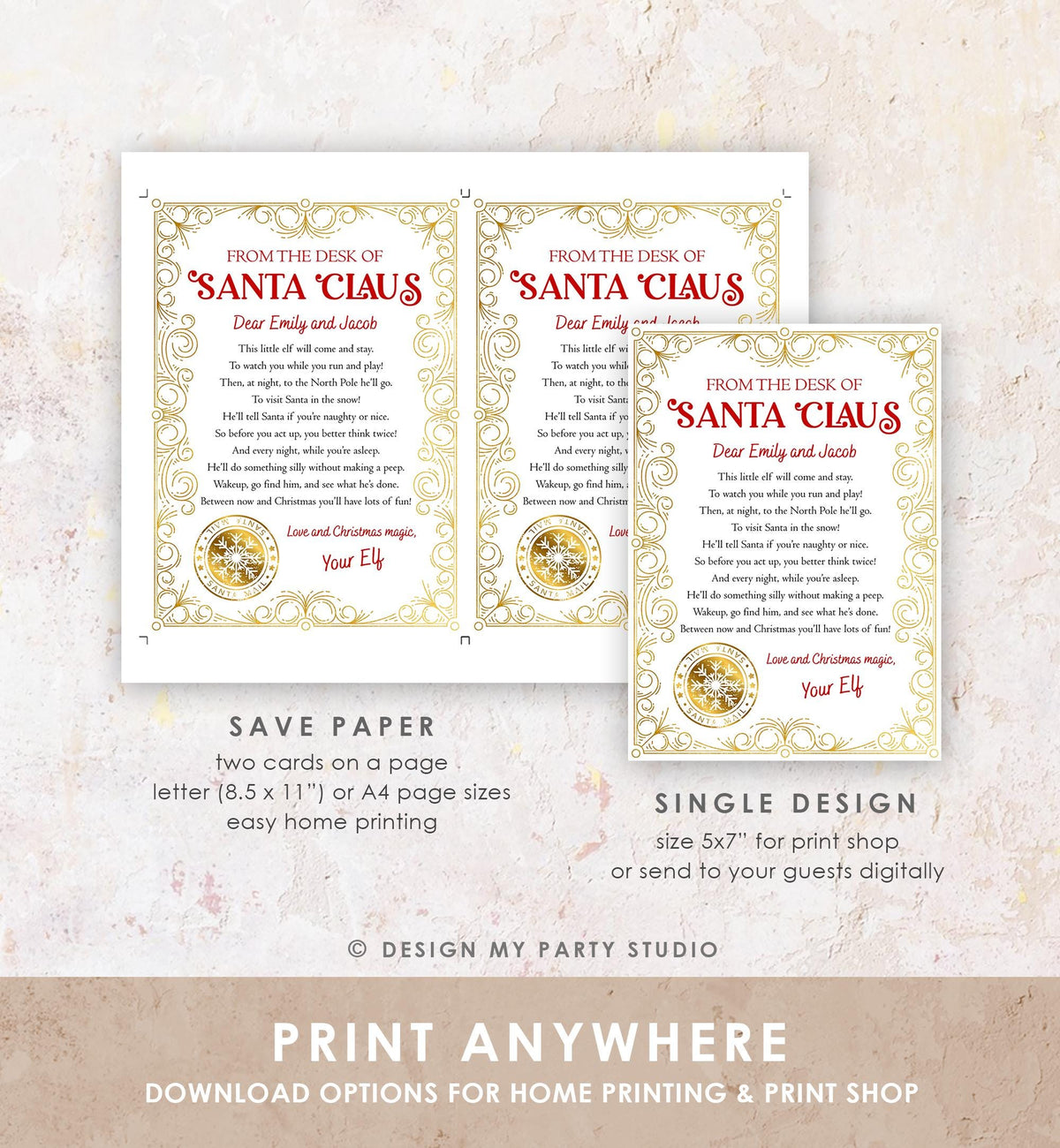 Editable From the Desk of Santa Claus First Time Elf Arrival Letter Return Letter Christmas Elf I&#39;m Back Digital Template Printable 0523