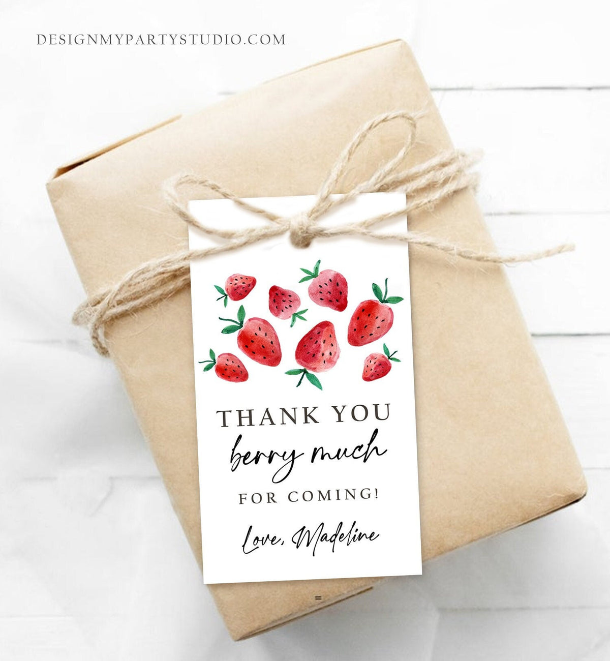 Editable Strawberry Favor Tag Strawberry Birthday Thank You Tag Label Berry Much Gift Berry First Sweet Digital Template Printable 0399