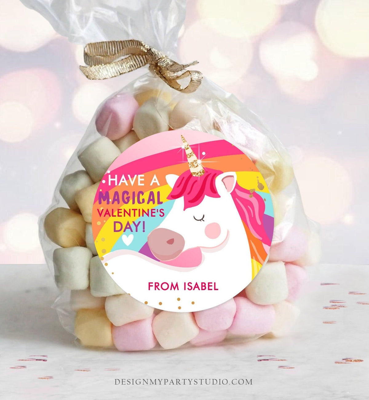 Editable Valentine Unicorn Stickers Valentine Tag Kids Magical Valentine&#39;s Day School Class Digital Download Template Printable 0323 0370