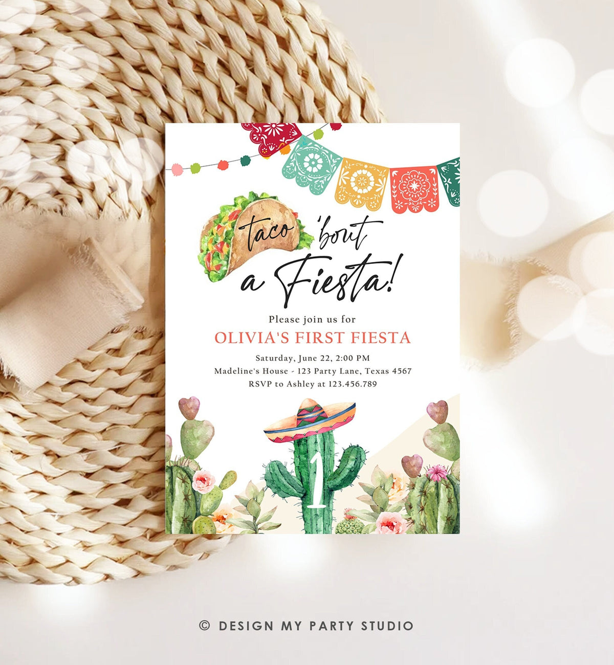 Editable Taco Bout a Fiesta Birthday Invitation Fiesta ANY AGE Cactus Mexican Party Cinco de Mayo Digital Download Template Printable 0404
