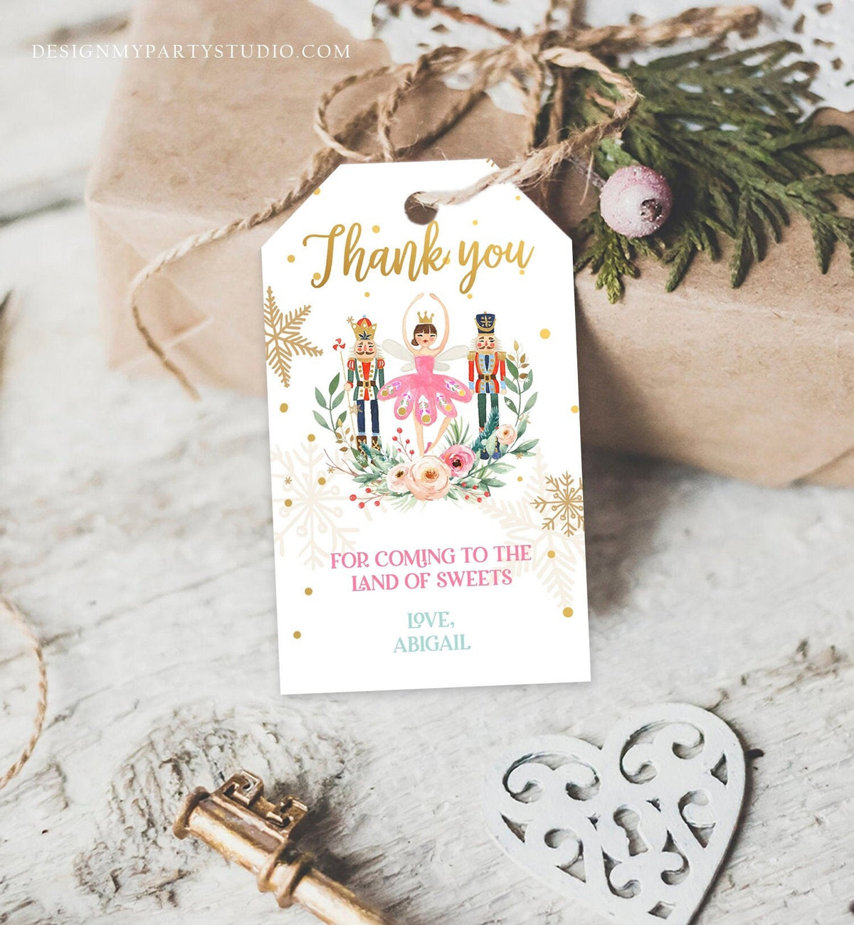 Editable Nutcracker Favor Tag Nutcracker Birthday Land of Sweets Thank You Tag Sugar Plum Fairy Christmas Winter Template Printable 0352