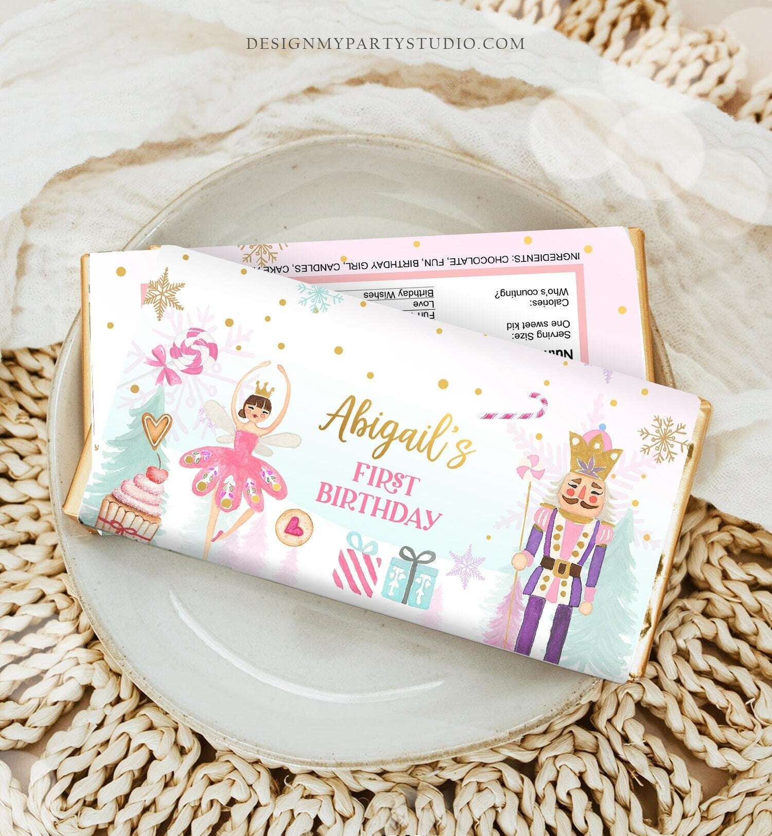 Editable Nutcracker Chocolate Bar Labels Candy Bar Wrapper Nutcracker Birthday Winter Land of Sweets Digital Template Printable 0352