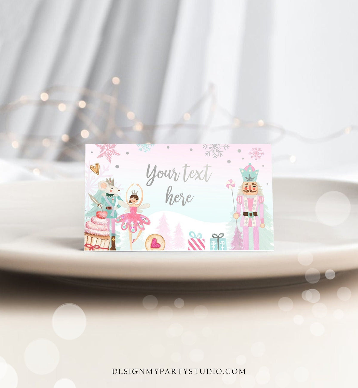 Editable Nutcracker Birthday Food Tent Cards Nutcracker Labels Girl Winter Party Place Cards Land of Sweets Digital Template Printable 0352