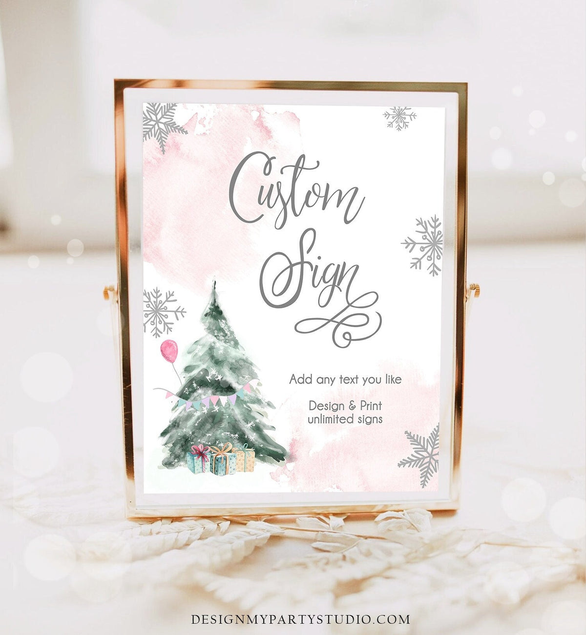 Editable Custom Sign Winter Birthday Sign Winter Onederland Decor 1st Birthday Party Its Cold Outside 8x10 Digital Template Printable 0363