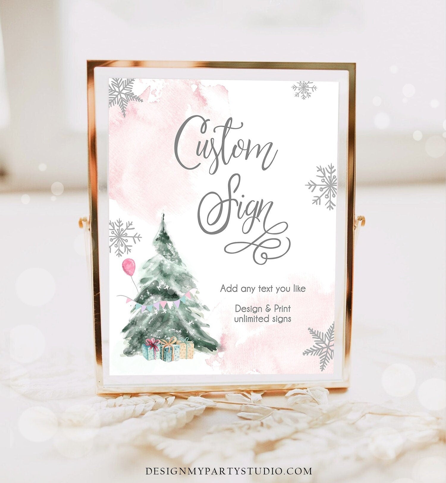 Editable Custom Sign Winter Birthday Sign Winter Onederland Decor 1st Birthday Party Its Cold Outside 8x10 Digital Template Printable 0363