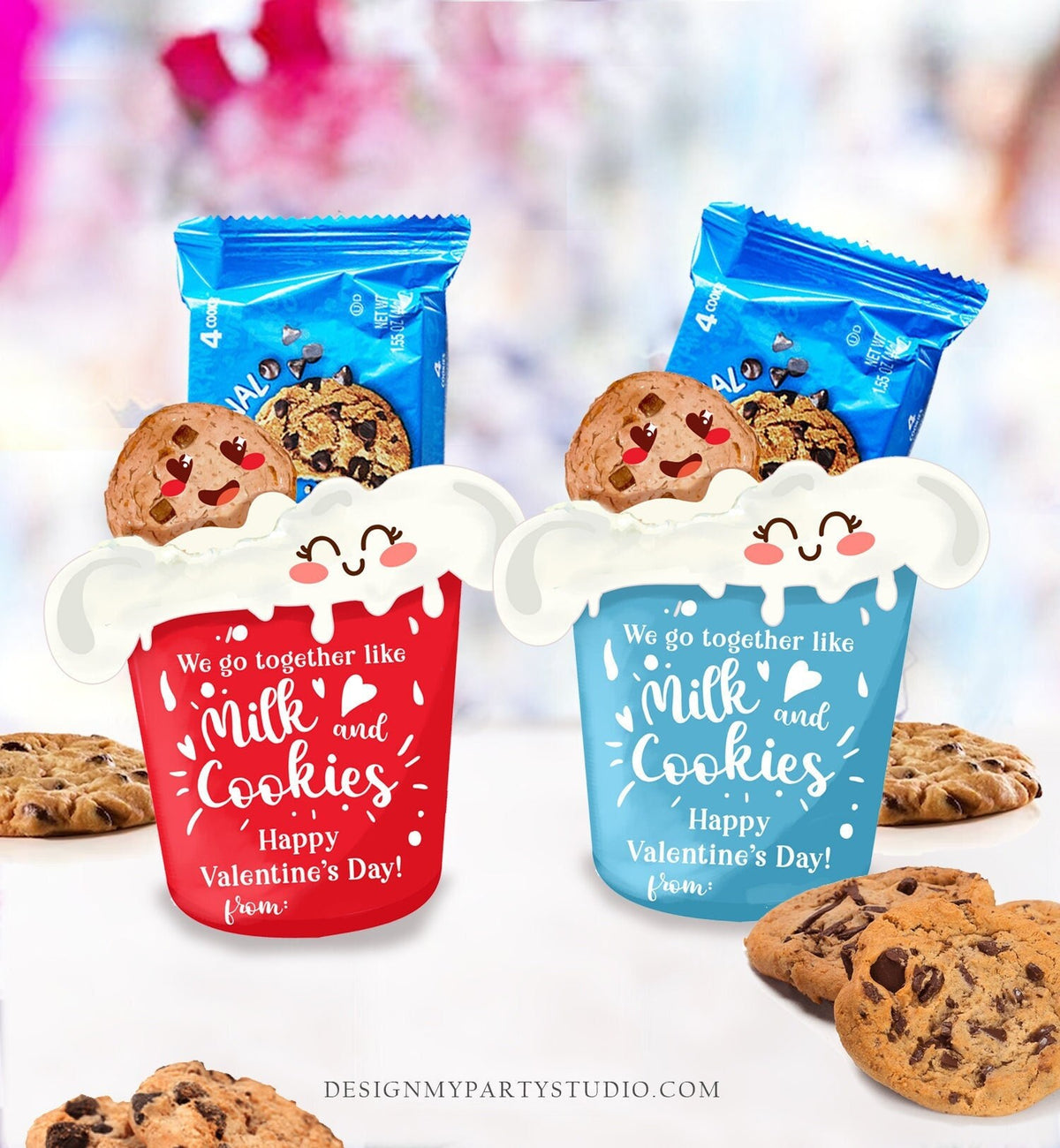 Printable Valentine&#39;s Day Cookie Tag Happy Valentines Day Like Milk Cookies Favors Chip Ahoy Cookies School Digital Template Printable 0370