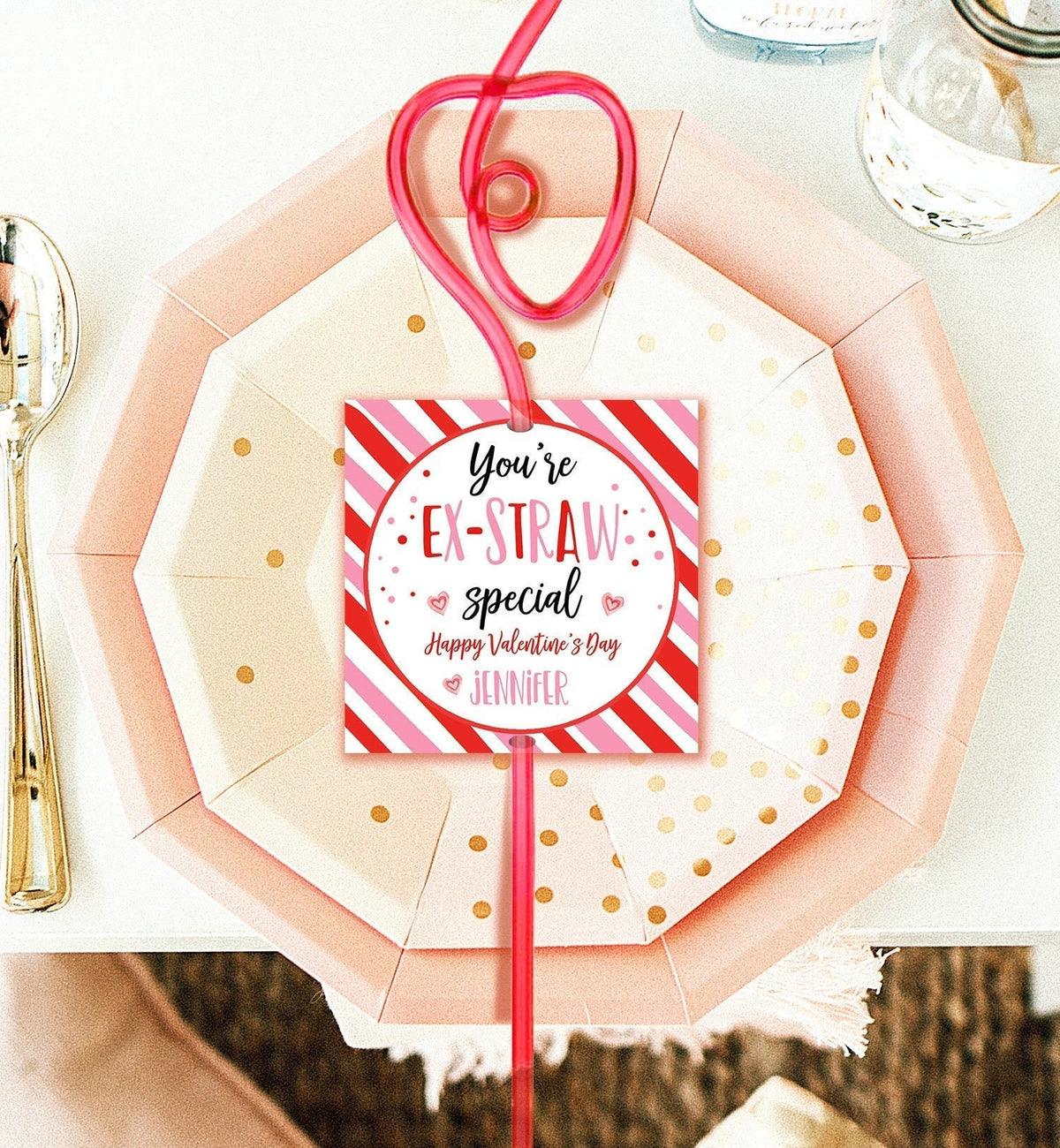 Editable Crazy Straw Tag Valentine Tags You&#39;re Ex-Straw Special Valentine Cards for Kids School Digital Download Template Printable 0370