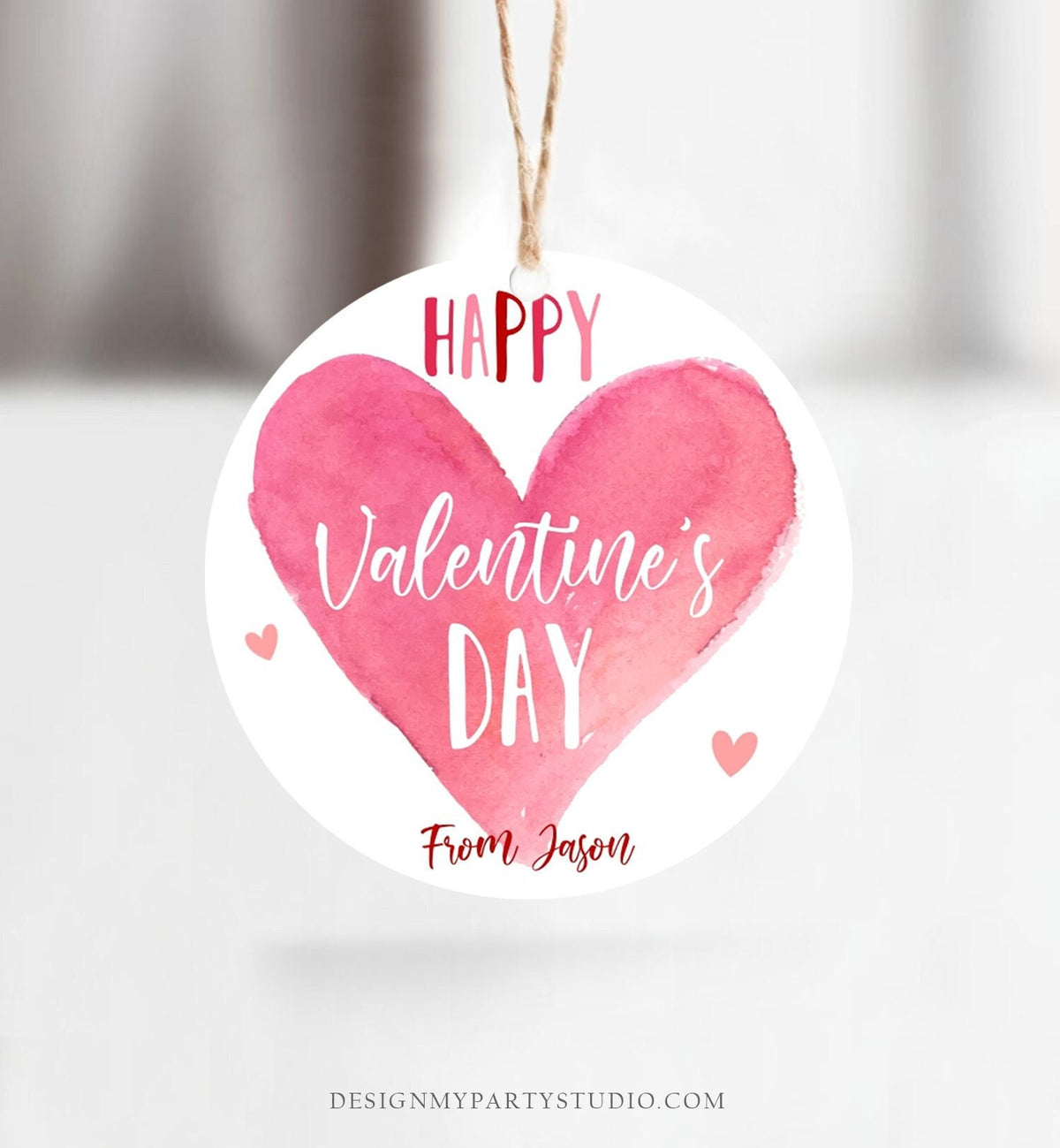 Editable Valentine&#39;s Day Cookie Tags Happy Valentine&#39;s Day Cookies Tag Sticker Pink Red Valentines Day Card Digital Template Printable 0370