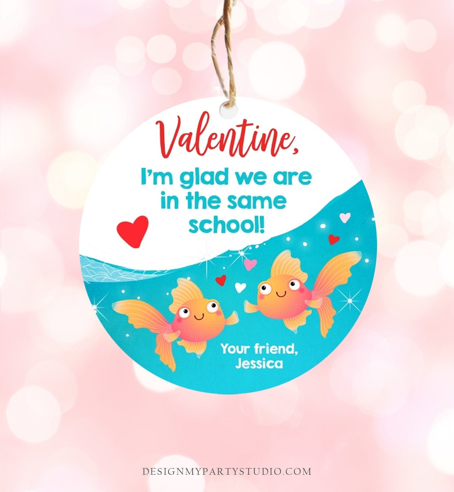 Editable Goldfish Valentine's Day Tag Glad We're in the Same School St - Design My Party Studio editable-goldfish-valentine-s-day-tag-glad-we-re-in-the-same-school-st-design-my-party-studio