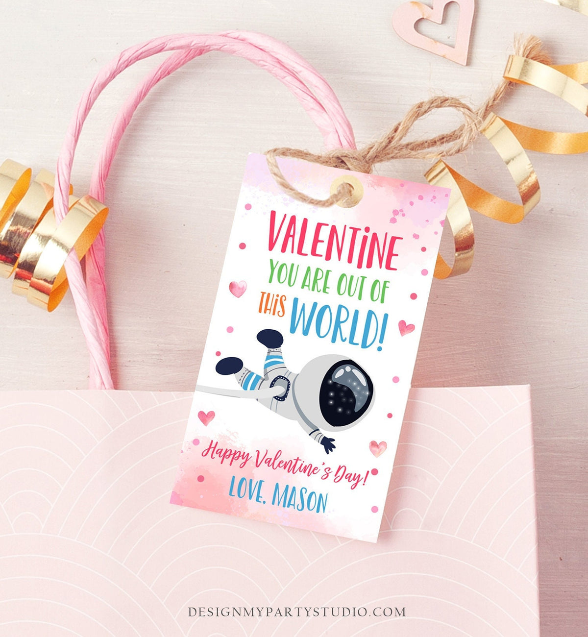 Editable Valentine You Are Out Of This World Favor Tag Thank You Space Astronaut Space Valentine&#39;s Day Tag Digital Template Printable 0370