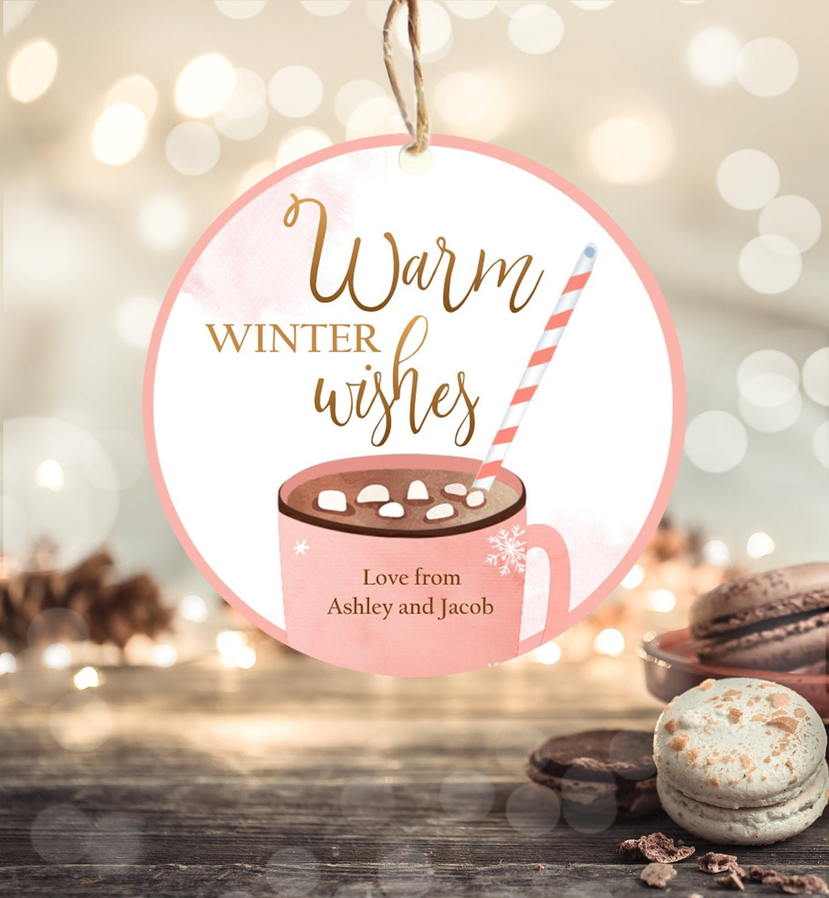 Editable Warm Wishes Tag Personalized Christmas Favors Tag Hot Cocoa Tag Holiday Gift Tag Hot Chocolate Tag Digital Template Printable 0353
