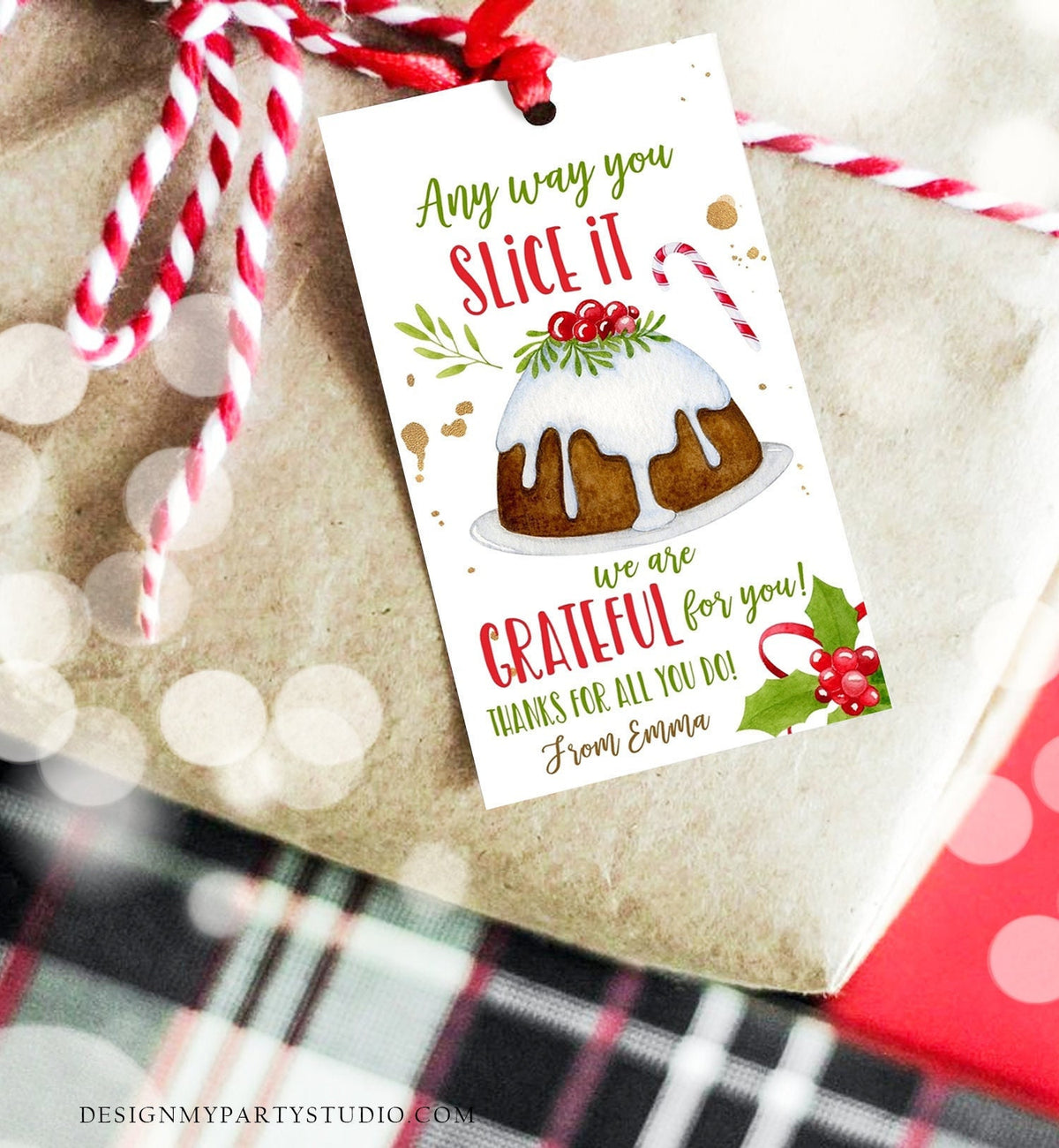 Editable Christmas Gift Tags Grateful Xmas Pie Tag Teacher Appreciation Staff Nurse Bakery Holiday Digital Download Template Printable 0362