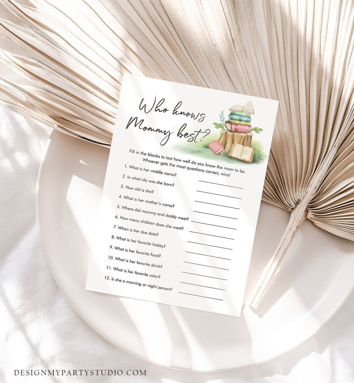 Editable Who Knows Mommy Best Baby Shower Game Storybook Baby Shower Book Baby Shower Gender Neutral Digital Template Printable 0427