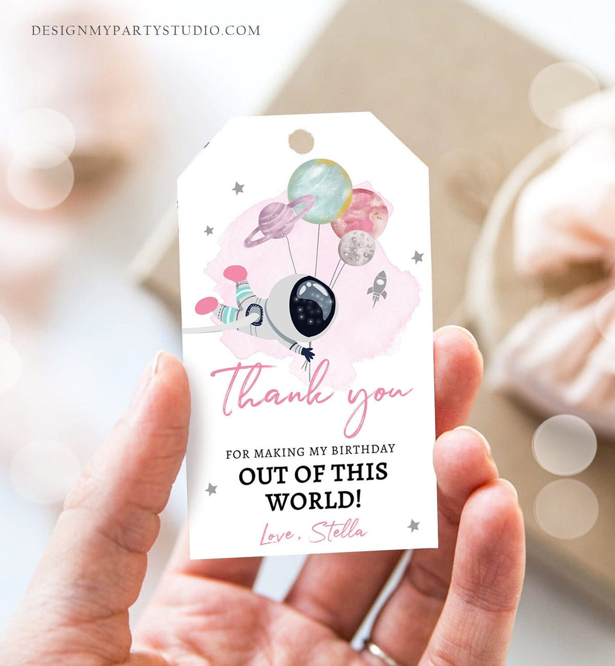 Editable Outer Space Favor Tag Astronaut Birthday Thank you Label Galaxy Gift Tag Trip Out Of World Planets Digital Template Printable 0366