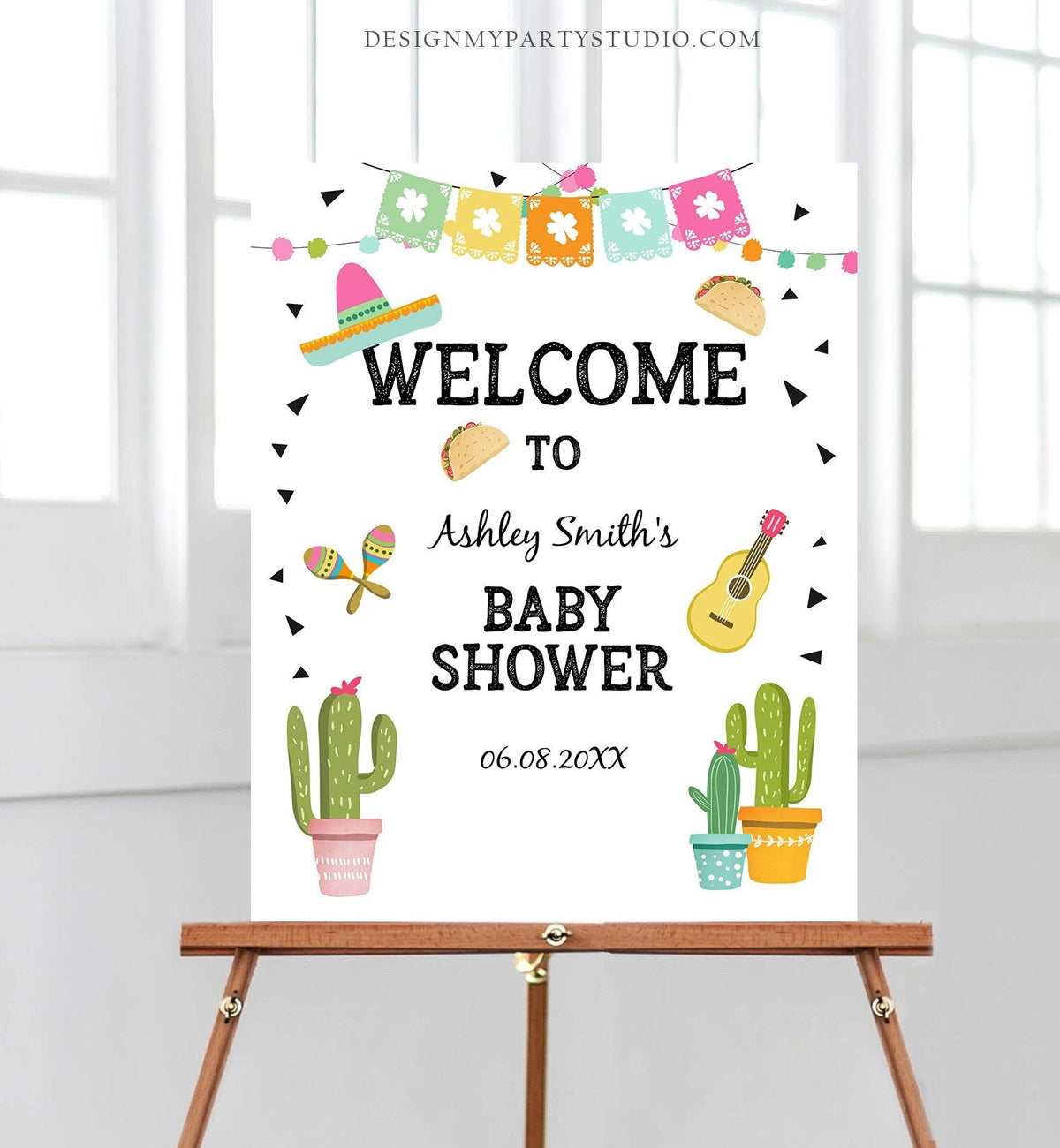Editable Taco Bout a Baby Welcome Sign Baby Shower Cactus Mexican Succulent Couples Shower Table Sign Digital Template Printable 0161